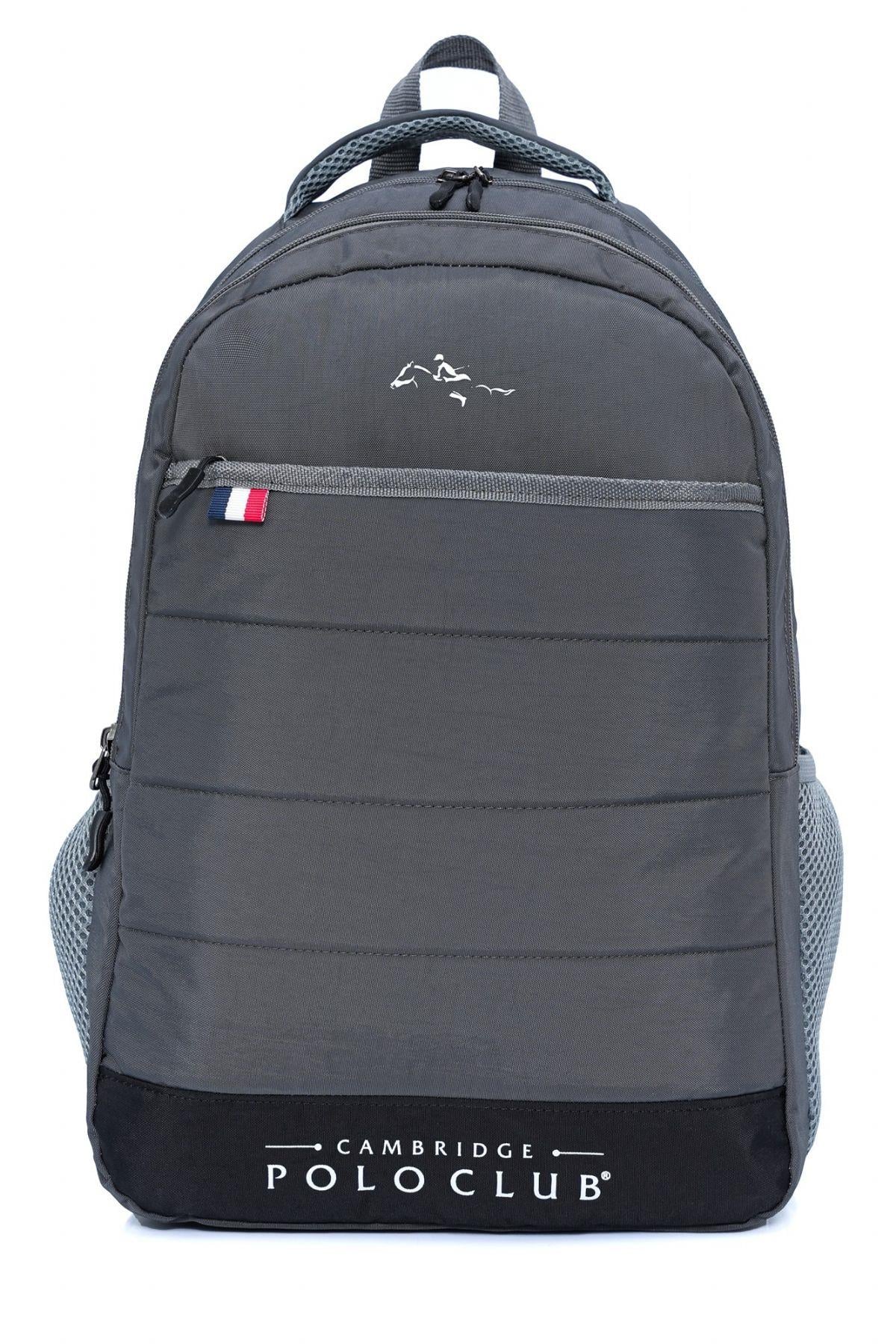 Cambridge Polo Club Minimalist Tasarım Gri Unisex Okul Günlük Seyahat Sırt Çantası - PLCAN2166-003