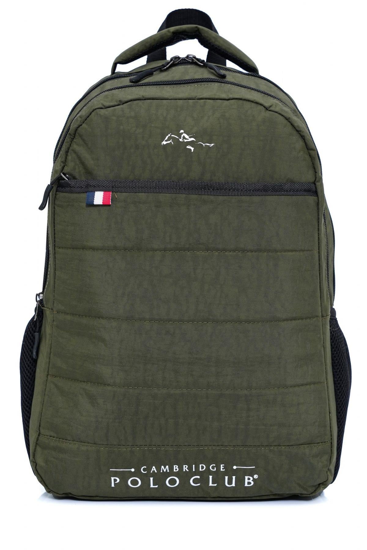 Cambridge Polo Club Minimalist Tasarım Haki Unisex Okul Günlük Seyahat Sırt Çantası - PLCAN2166-016