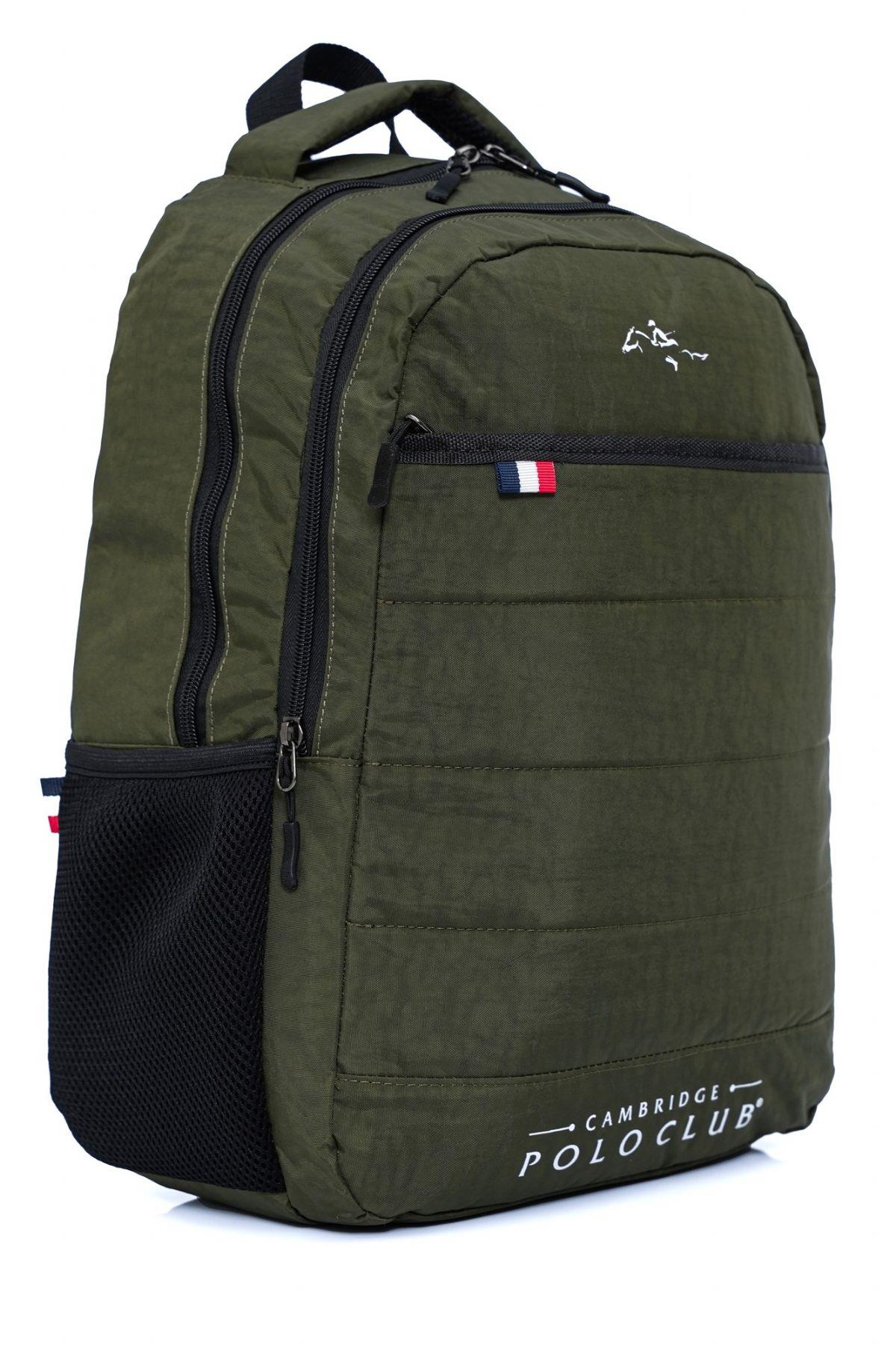 Cambridge Polo Club Minimalist Tasarım Haki Unisex Okul Günlük Seyahat Sırt Çantası - PLCAN2166-016