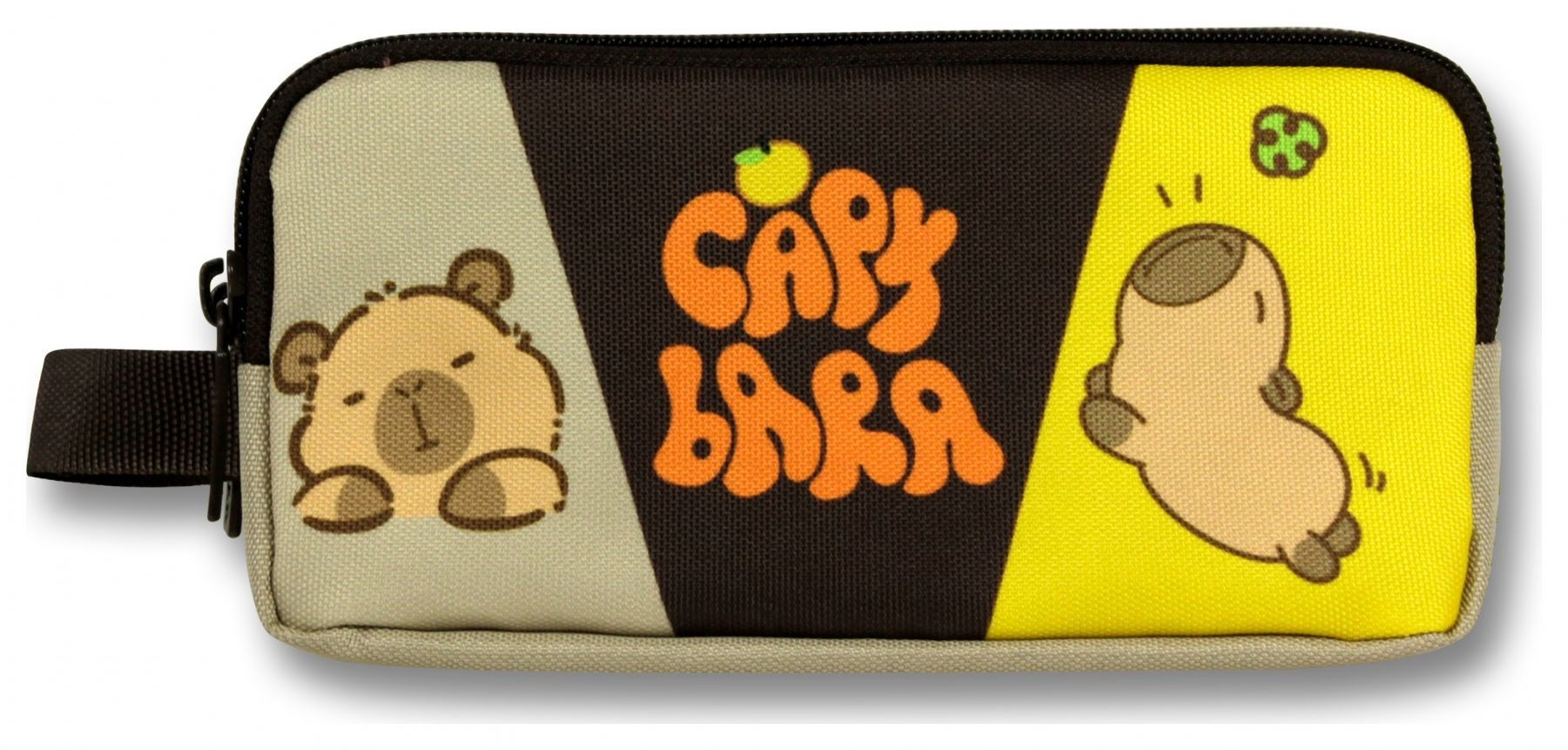 Capybara İki Bölmeli Capybara Baskılı Kahverengi - Bej Erkek Çocuk Kalem Çantası - 6235