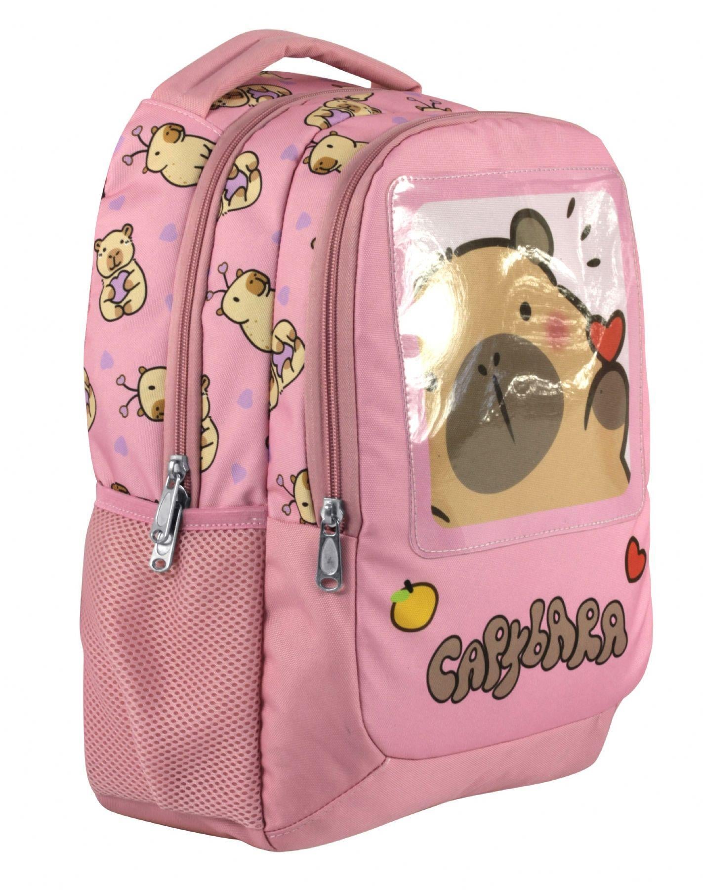 Capybara Kız Çocuk İlkokul Okul Sırt Çantası - Pembe - 5212