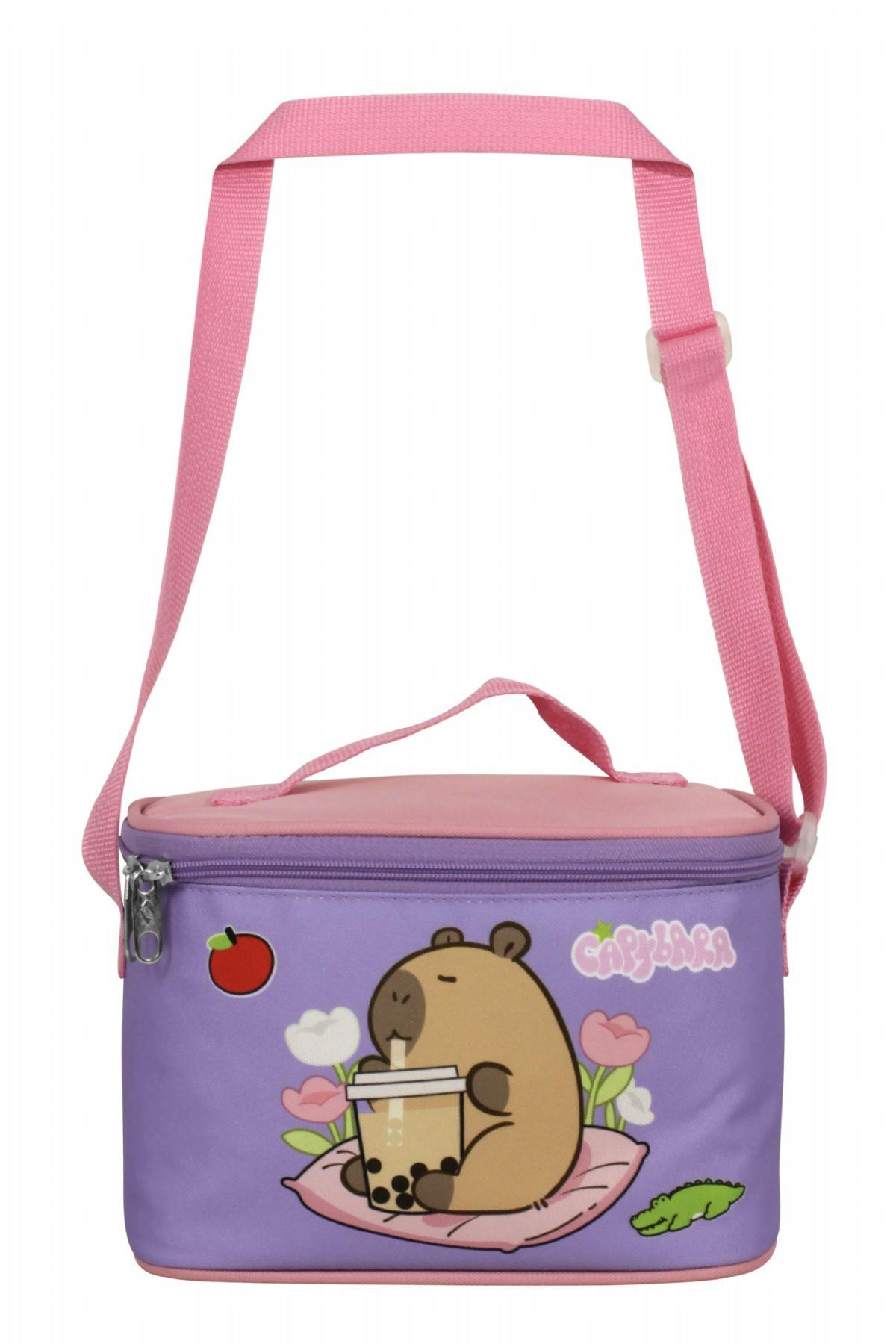 Capybara Kız Çocuk Isı Yalıtımlı Beslenme Çantası - Mor - Pembe - 5234