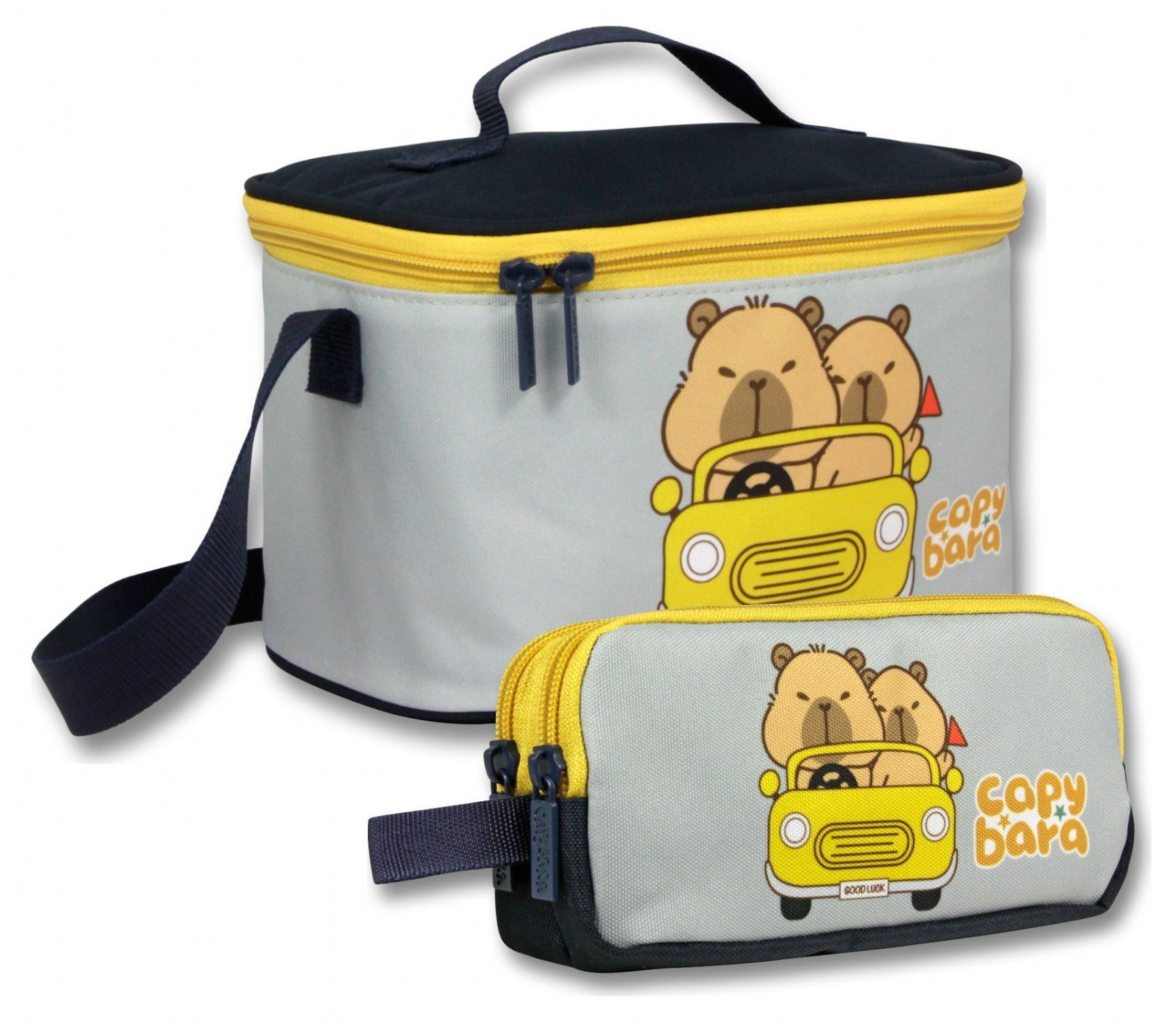 Capybara Yalıtımlı Beslenme Çantası ve Kalemlik Seti (Sarı - Siyah) Unisex Capybara Seyahatte SETCPB6219