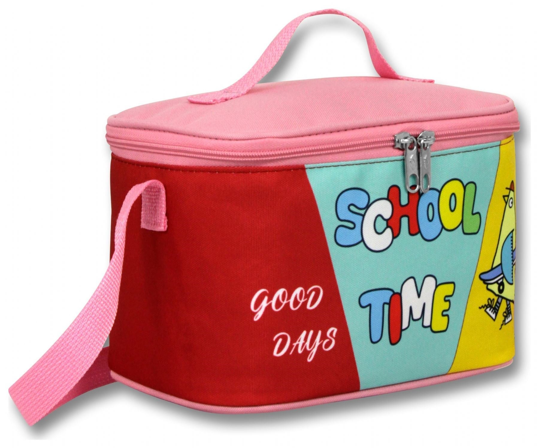 Cennec Kız Çocuk Isı Yalıtımlı School Time Baskılı Pembe - Yeşil Okul Beslenme Çantası - 6070