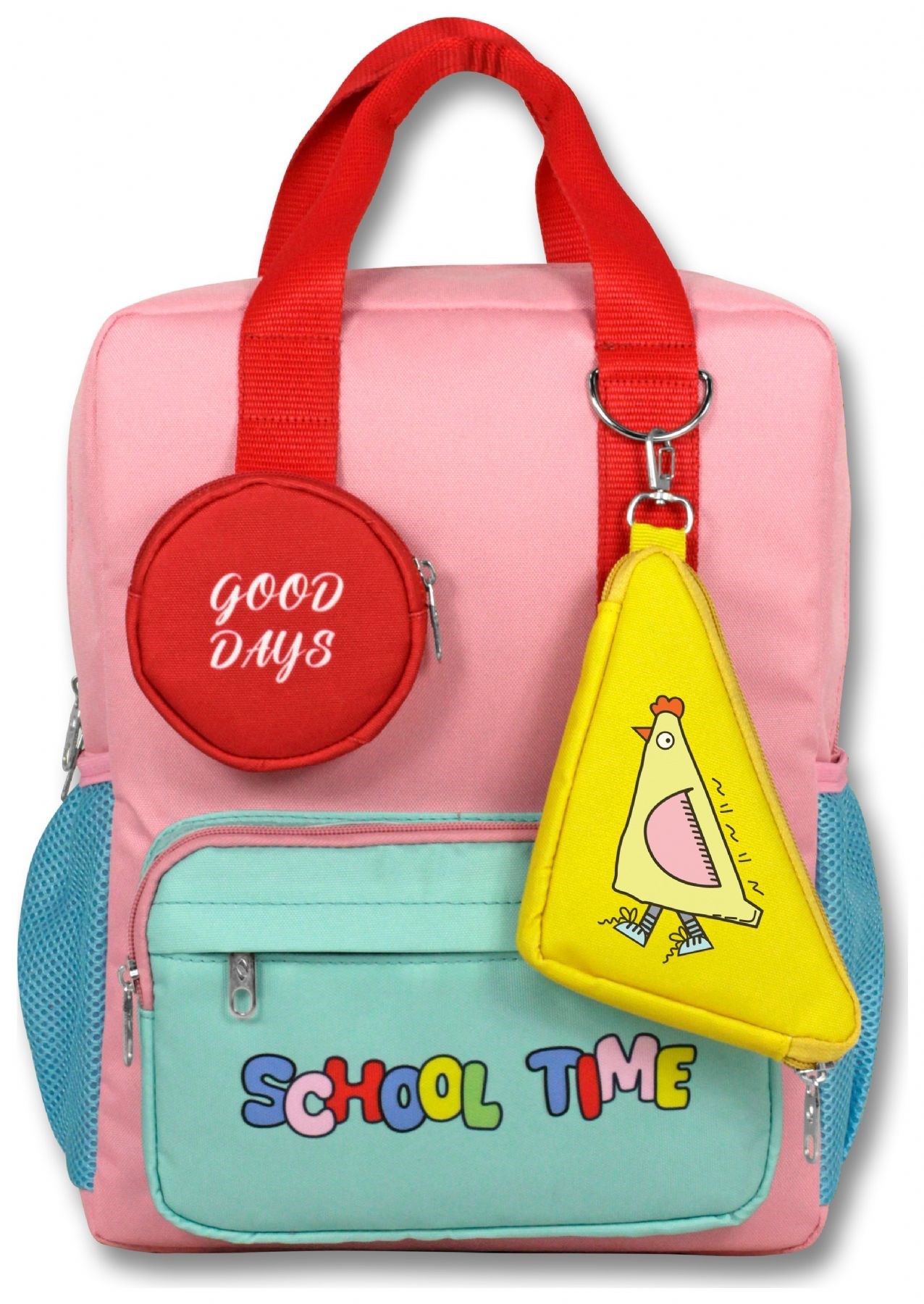 Cennec (Pembe - Yeşil) Kız Çocuk School Time Baskılı İlkokul Okul Sırt Çantası - 6069