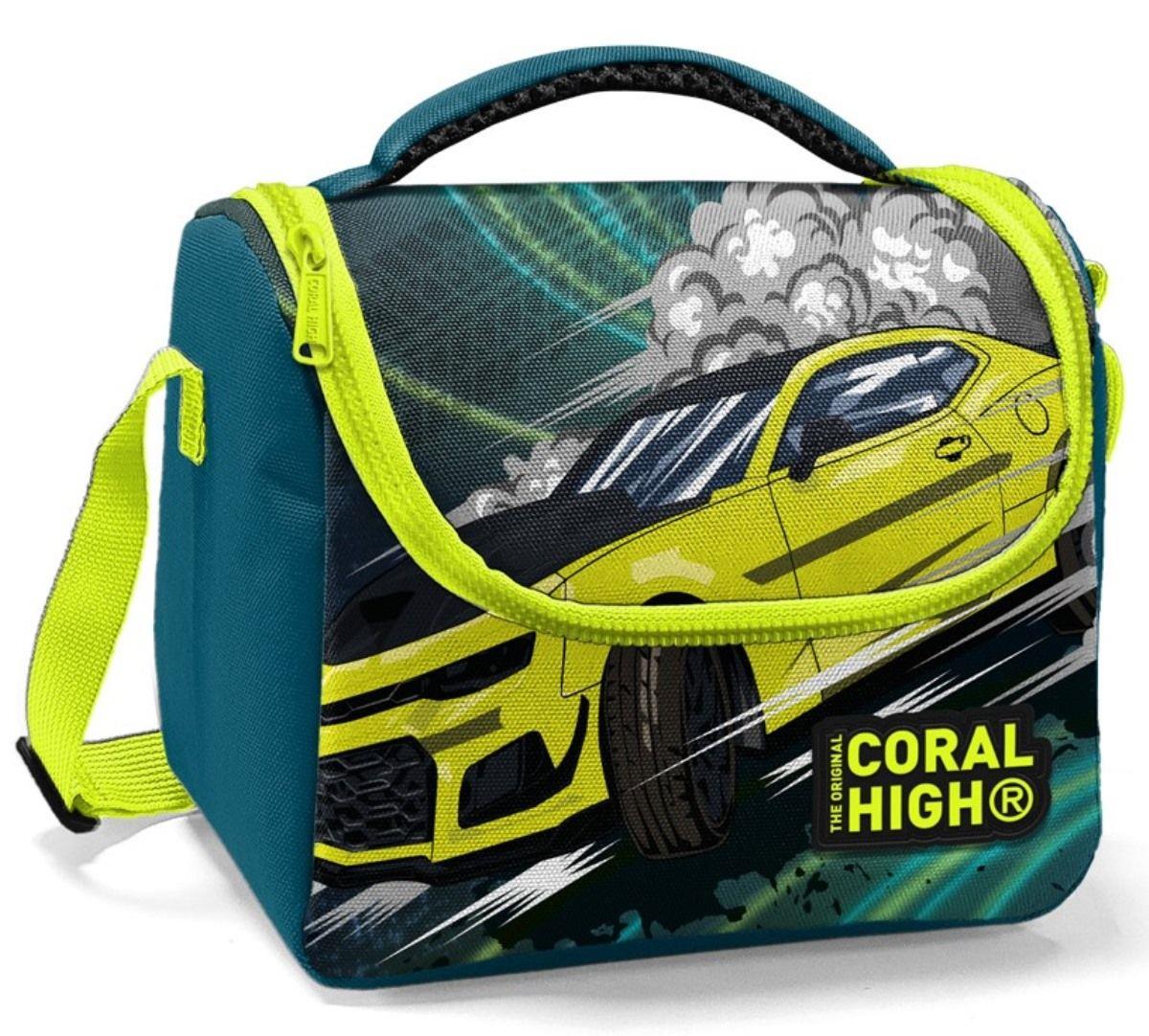 Coral High   Okul Beslenme Çantası - Yeşil-Sarı Yarış Arabası