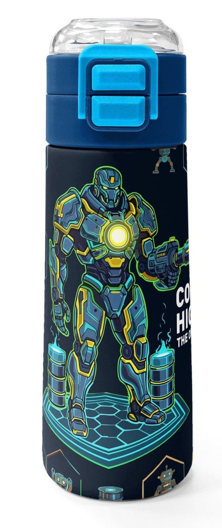 Coral High 500 ml Erkek Çocuk Lacivert Robot Baskılı Çelik Termos Matara - Okul Suluğu