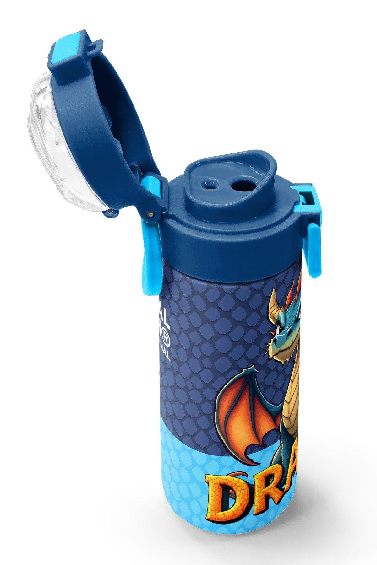 Coral High 500 ml Erkek Çocuk Mavi Sarı Dragon Desenli Çelik Termos Matara - Okul Suluğu