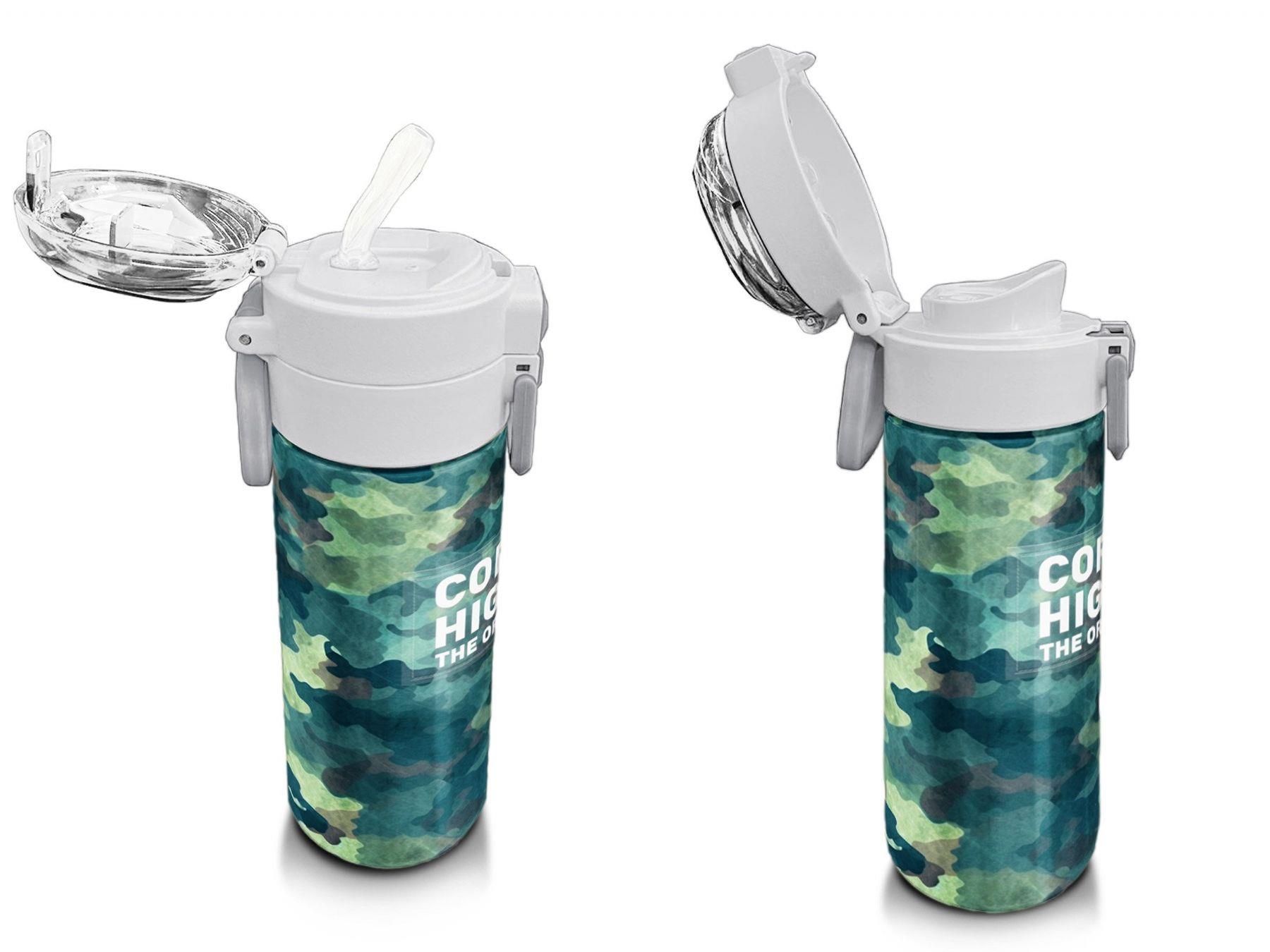 Coral High 500 ml Erkek Çocuk Pipetli Termos/Matara - Nefti Kamuflaj Desenli  - Çift Kullanım Özelliği 31845