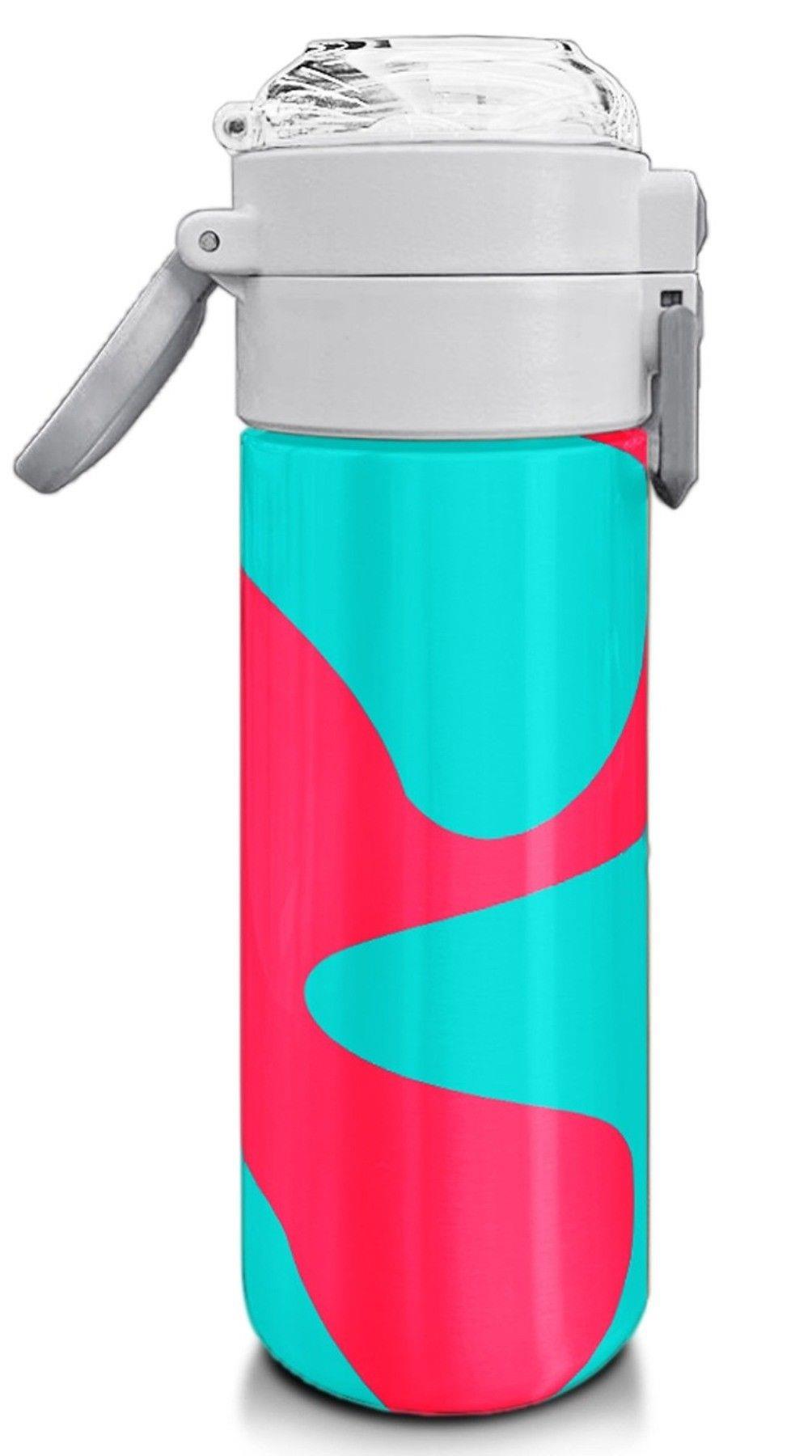 Coral High 500 ml Kız Çocuk Pipetli Termos/Matara - Neon Mercan Turuncu Desenli - Çift Kullanım Özelliği 31885
