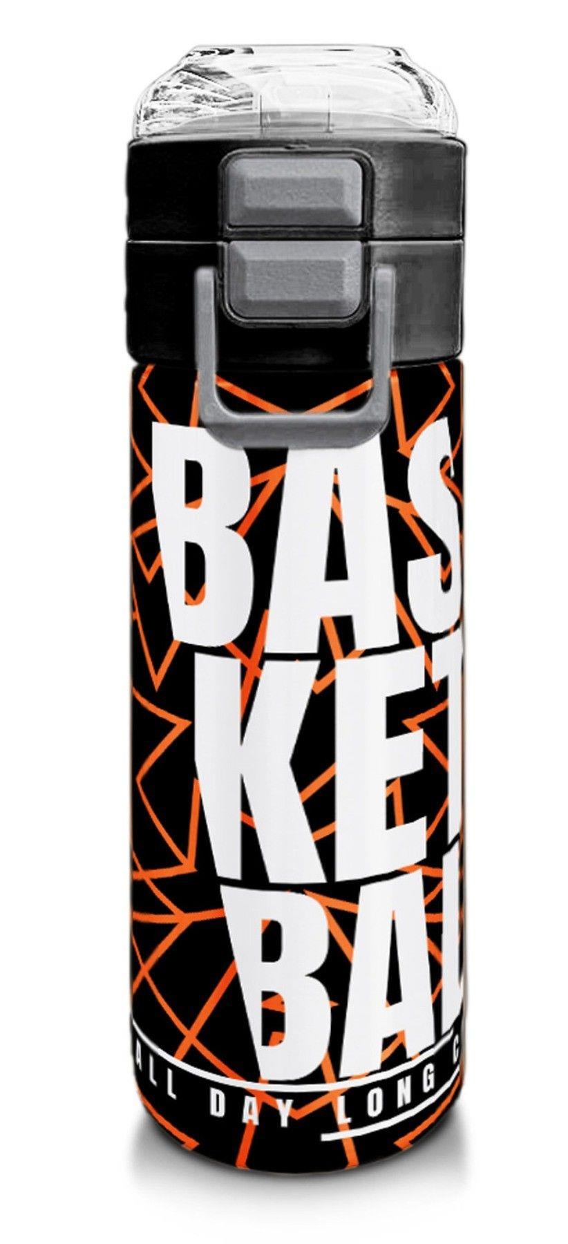 Coral High 500 ml Paslanmaz Çelik Okul Termosu/Suluk/Matara - Erkek Çocuk - Siyah Basketbol Baskılı - Sızdırma Yapmaz 31852