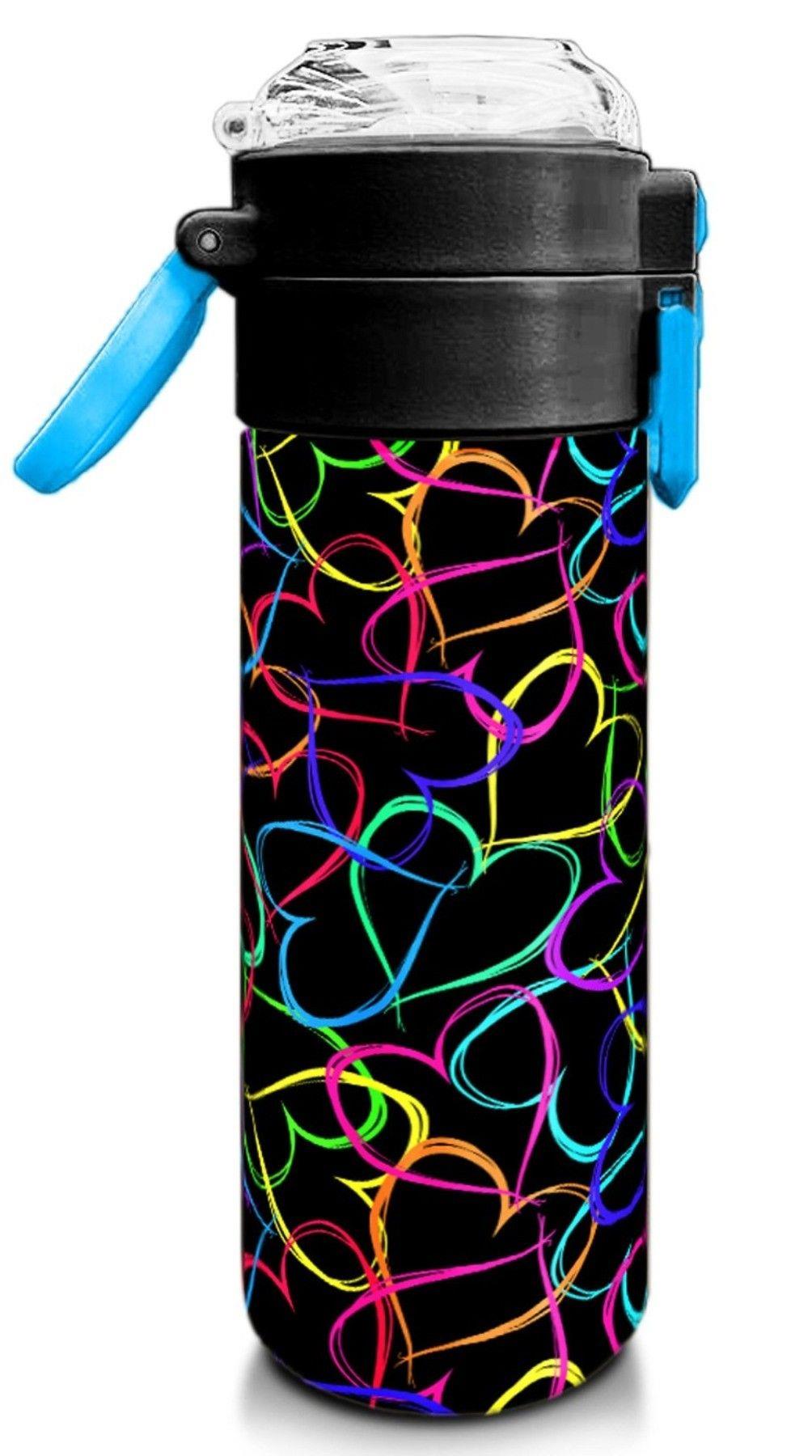 Coral High 500 ml Pipetli ve Direkt İçim Çelik Teros/Matara - Kız Çocuk -  Çok Renkli Kalp Desenli 31870