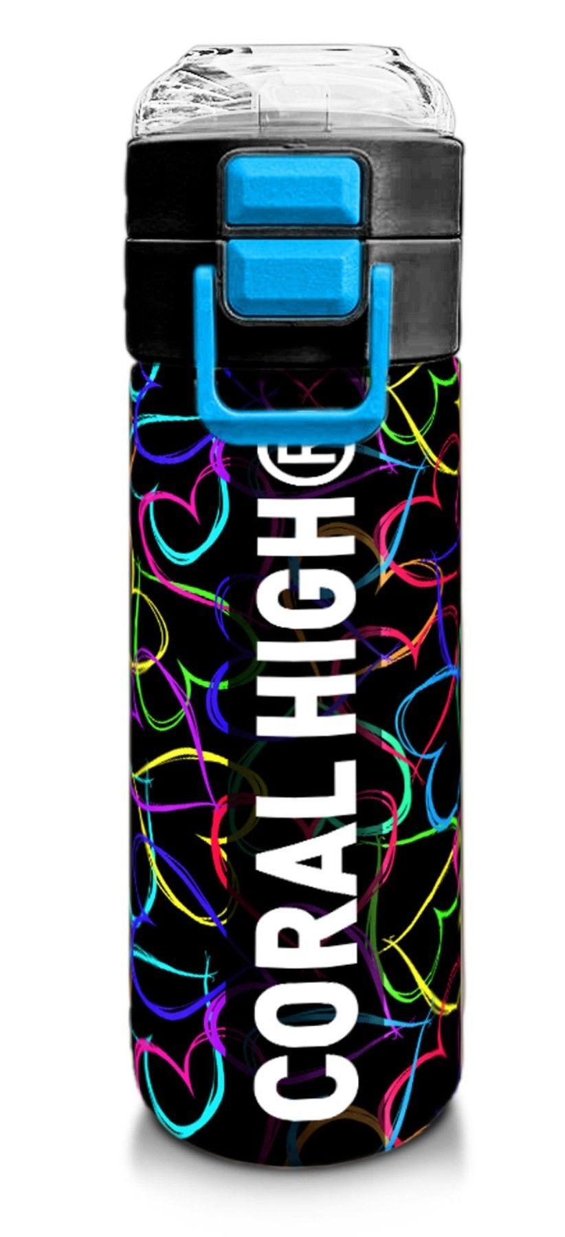 Coral High 500 ml Pipetli ve Direkt İçim Çelik Teros/Matara - Kız Çocuk -  Çok Renkli Kalp Desenli 31870
