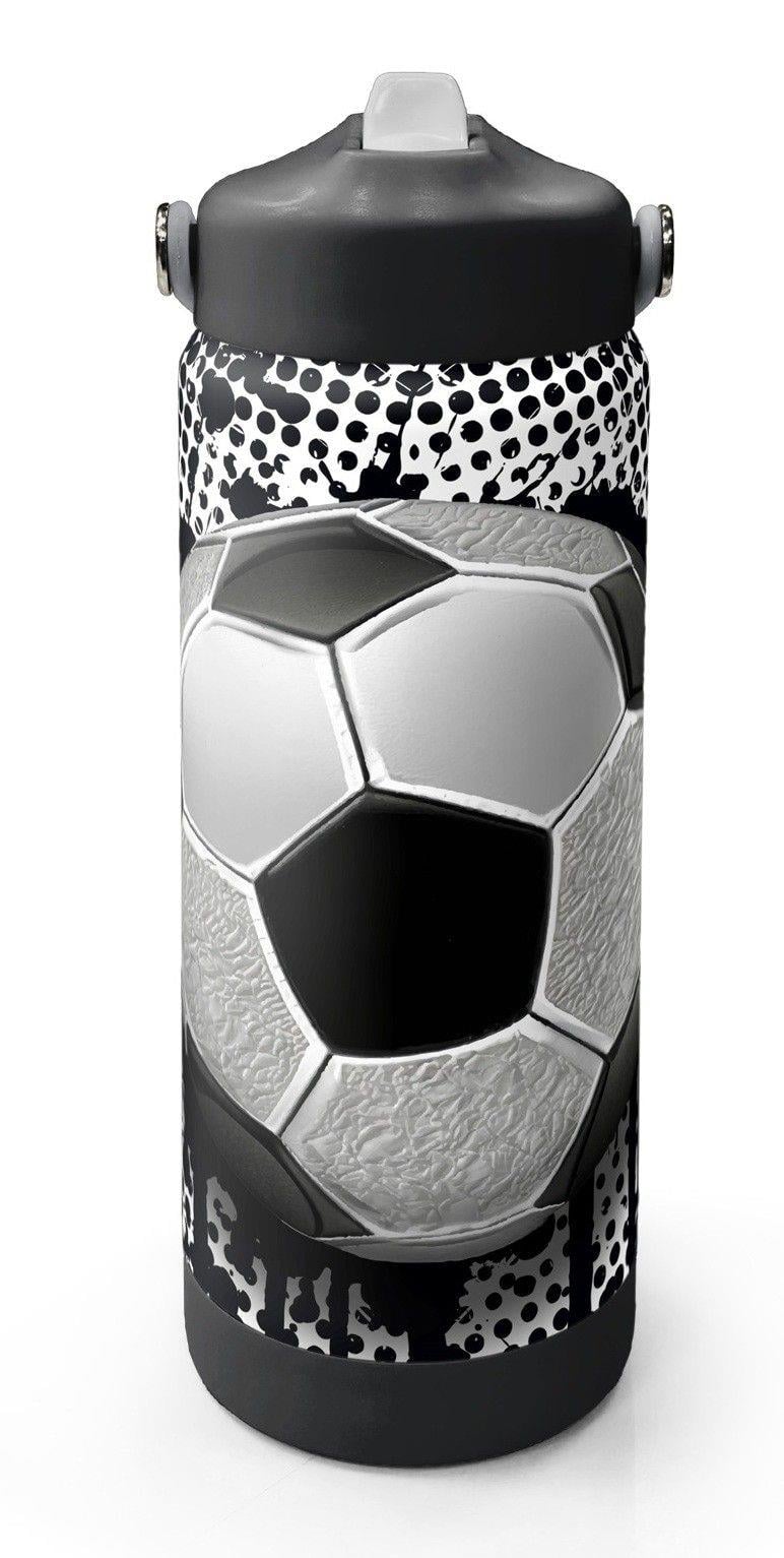 Coral High 650 ml Erkek Çocuk Siyah Beyaz Futbol Desenli Çelik Suluk/Matara (Pipetli) 38390