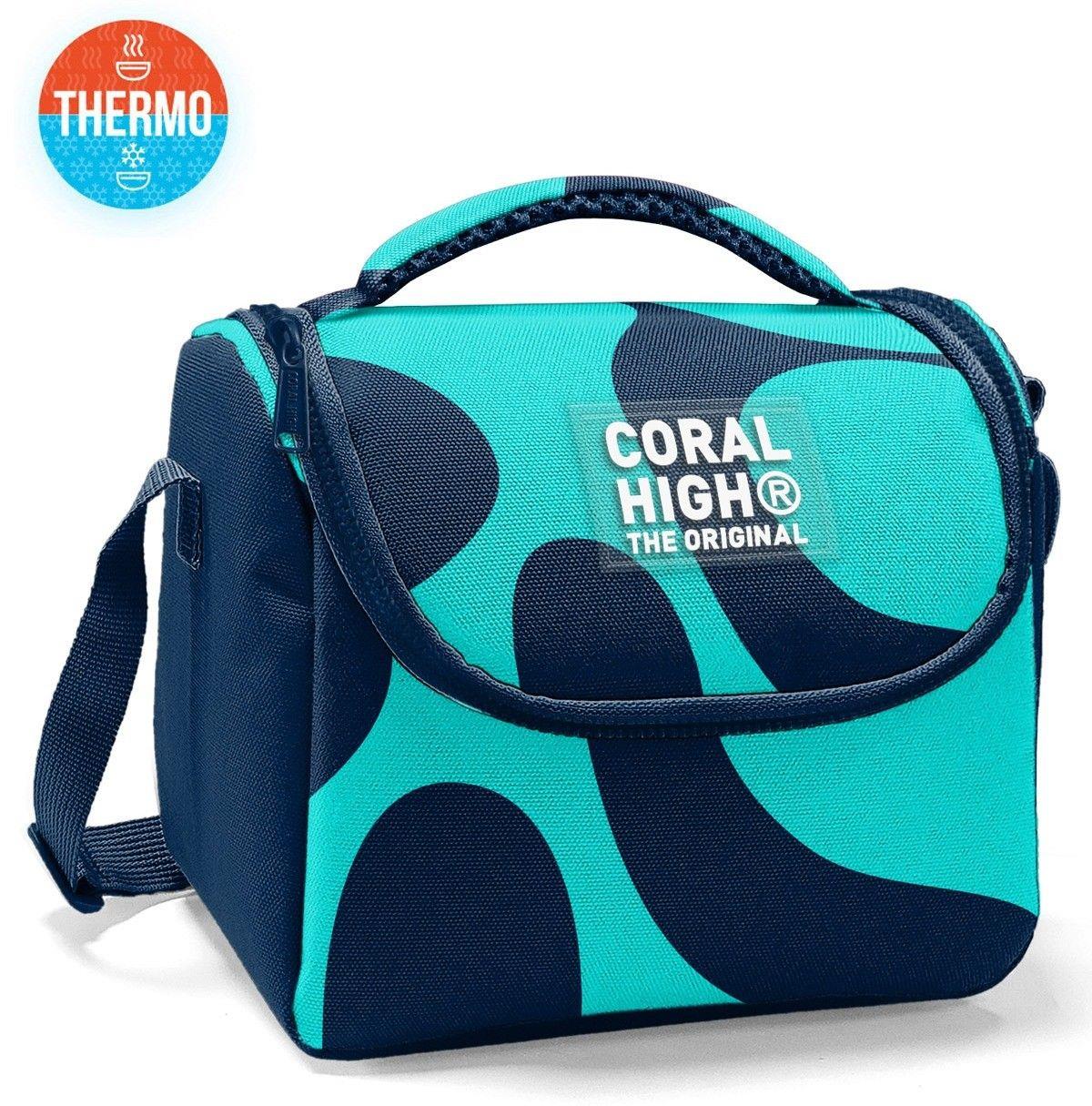 Coral High Beslenme Çantası 22786, Erkek Çocuk, Lacivert Turkuaz Renkli Çizgili, Isı Yalıtımlı 22786