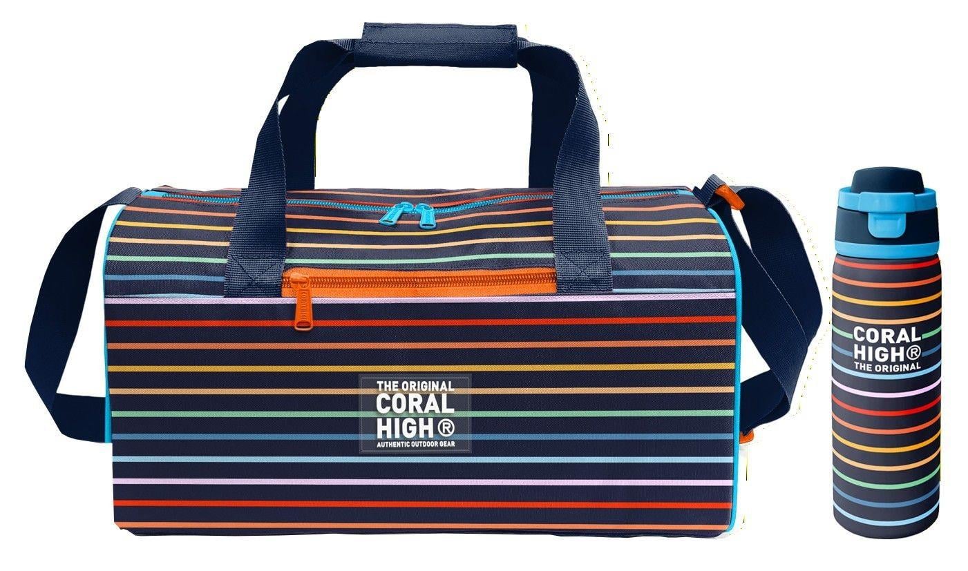 Coral High Çok Renkli Çizgi Desenli Erkek Çocuk Spor Çantası ve 800 ml Çelik Matara Seti 27548
