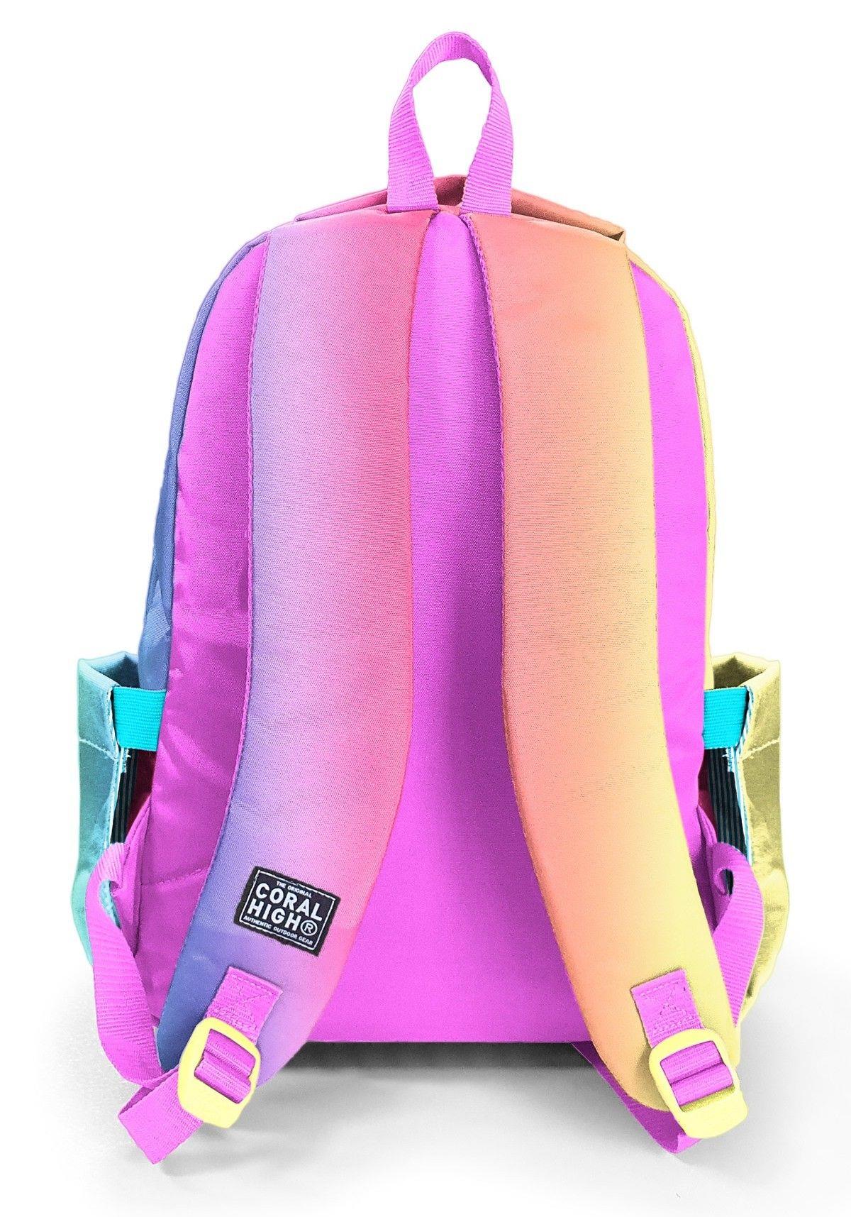 Coral High Dikey Renk Geçişli Kız Çocuk İlkokul ve Ortaokul Sırt Çantası - Üç Bölmeli 23668