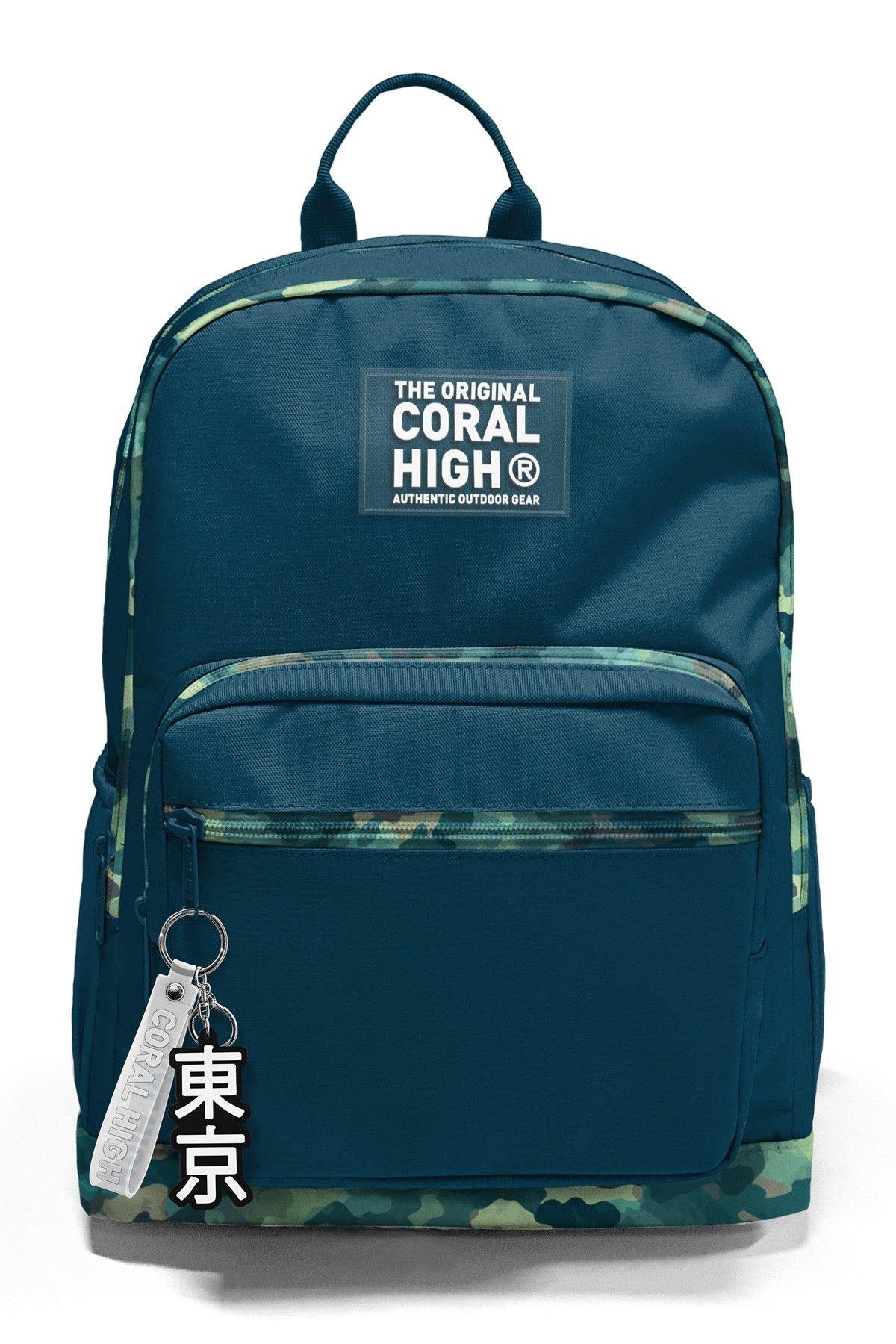 Coral High Dört Bölmeli Nefti Kamuflaj Ortaokul Çantası - Erkek Çocuk