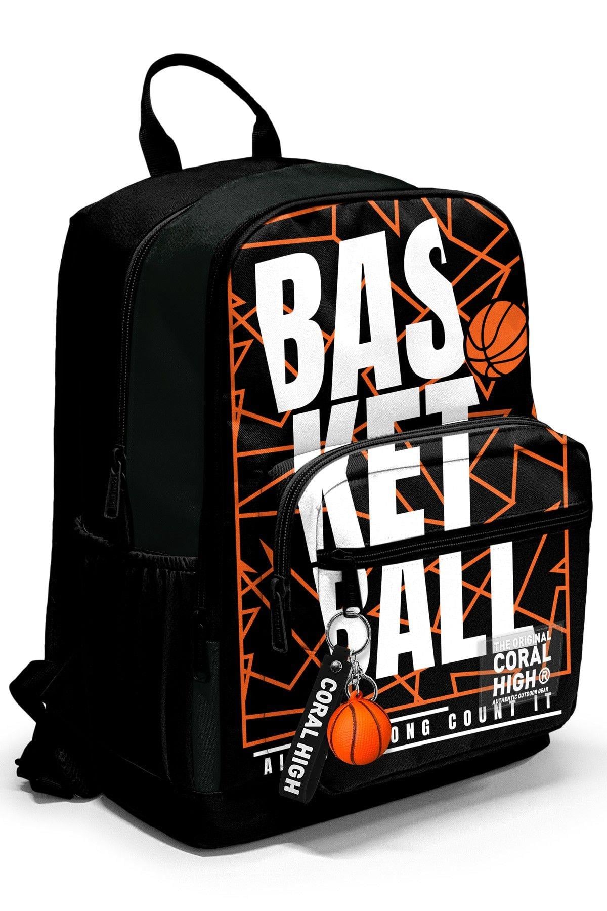 Coral High Dört Bölmeli Siyah Basketbol Ortaokul Çantası - Erkek Çocuk