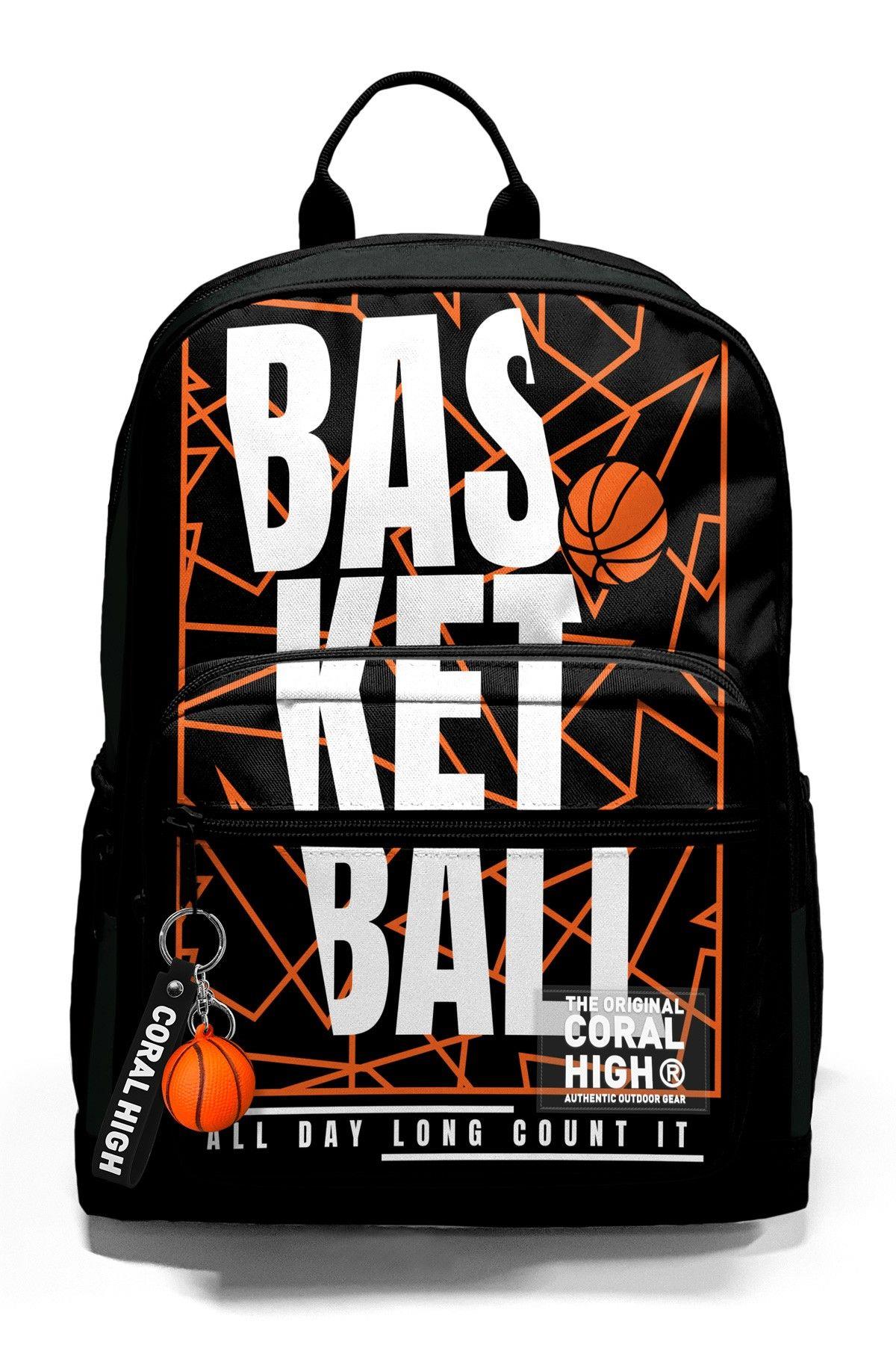 Coral High Dört Bölmeli Siyah Basketbol Ortaokul Çantası - Erkek Çocuk
