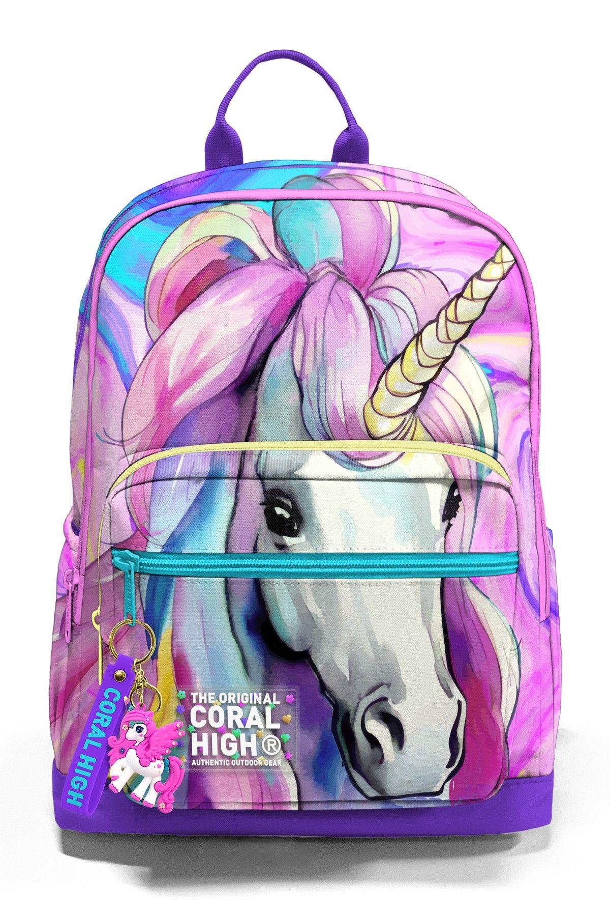 Coral High Dört Bölmeli Unicorn Ortaokul Çantası - Kız Çocuk
