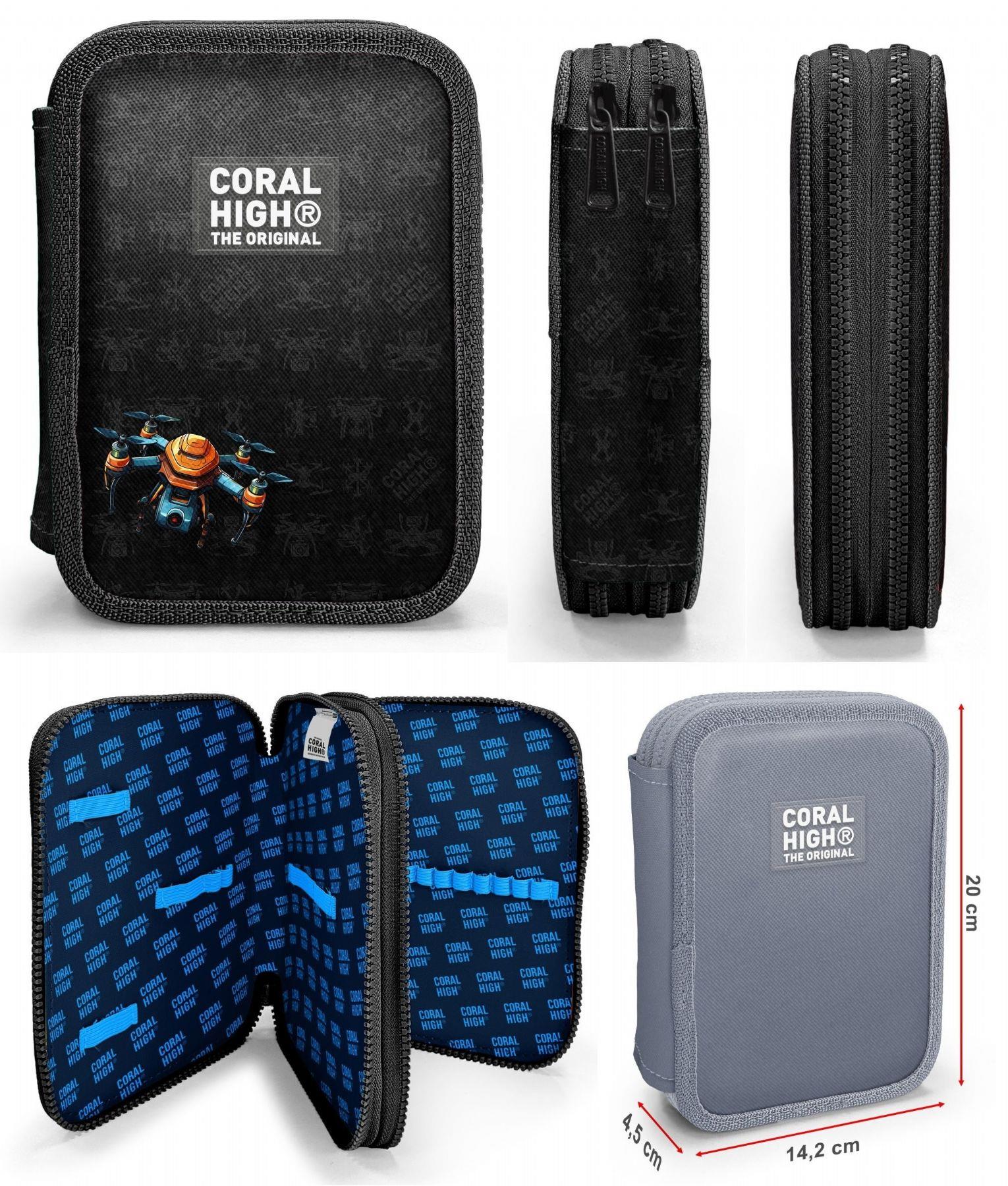 Coral High Drone Pilotu Siyah Erkek Çocuk Okul Çantası ve Organizer Kalemlik Seti - İlkokul ve Ortaokul