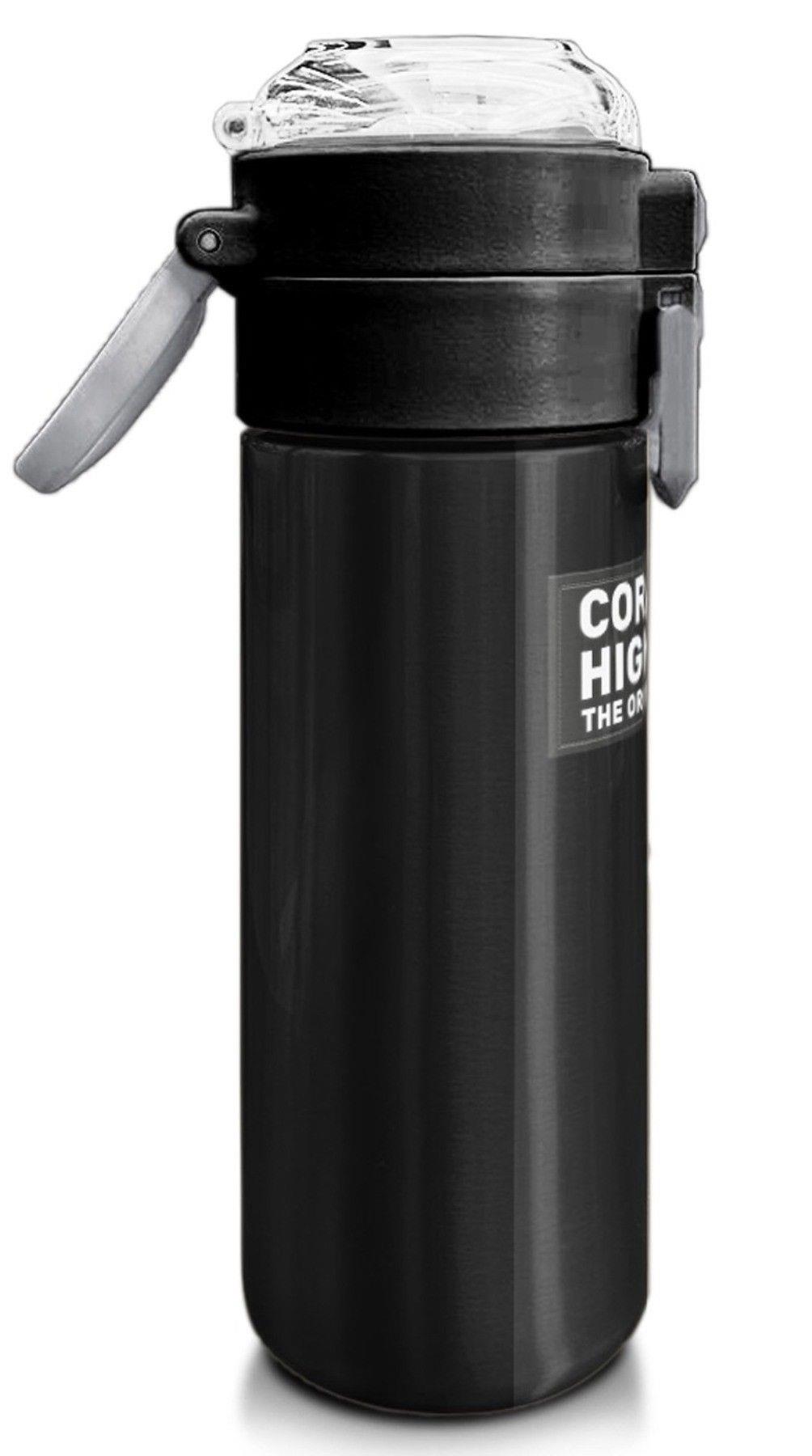 Coral High Erkek Çocuk 500 ml Okul ve Günlük Paslanmaz Çelik Termos - Siyah Yeşil Çizgili Desenli  - Sızdırmaz 31896
