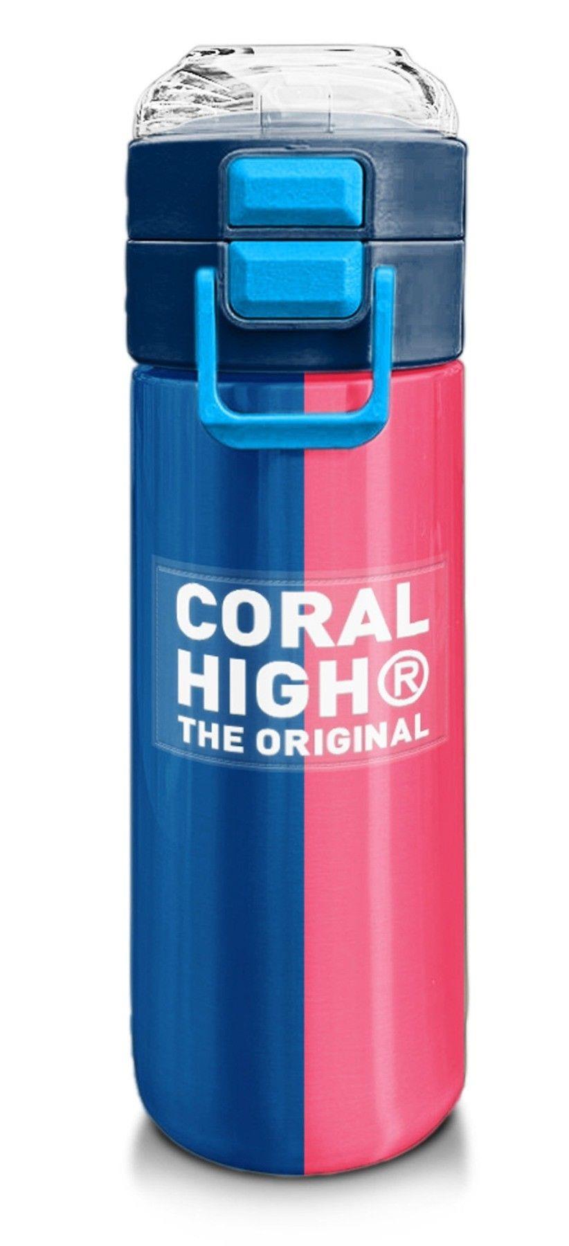 Coral High Erkek Çocuk 500 ml Okul ve Günlük Paslanmaz Çelik Termos - Mavi Pembe Renkli Çizgili - Sızdırmaz 31879