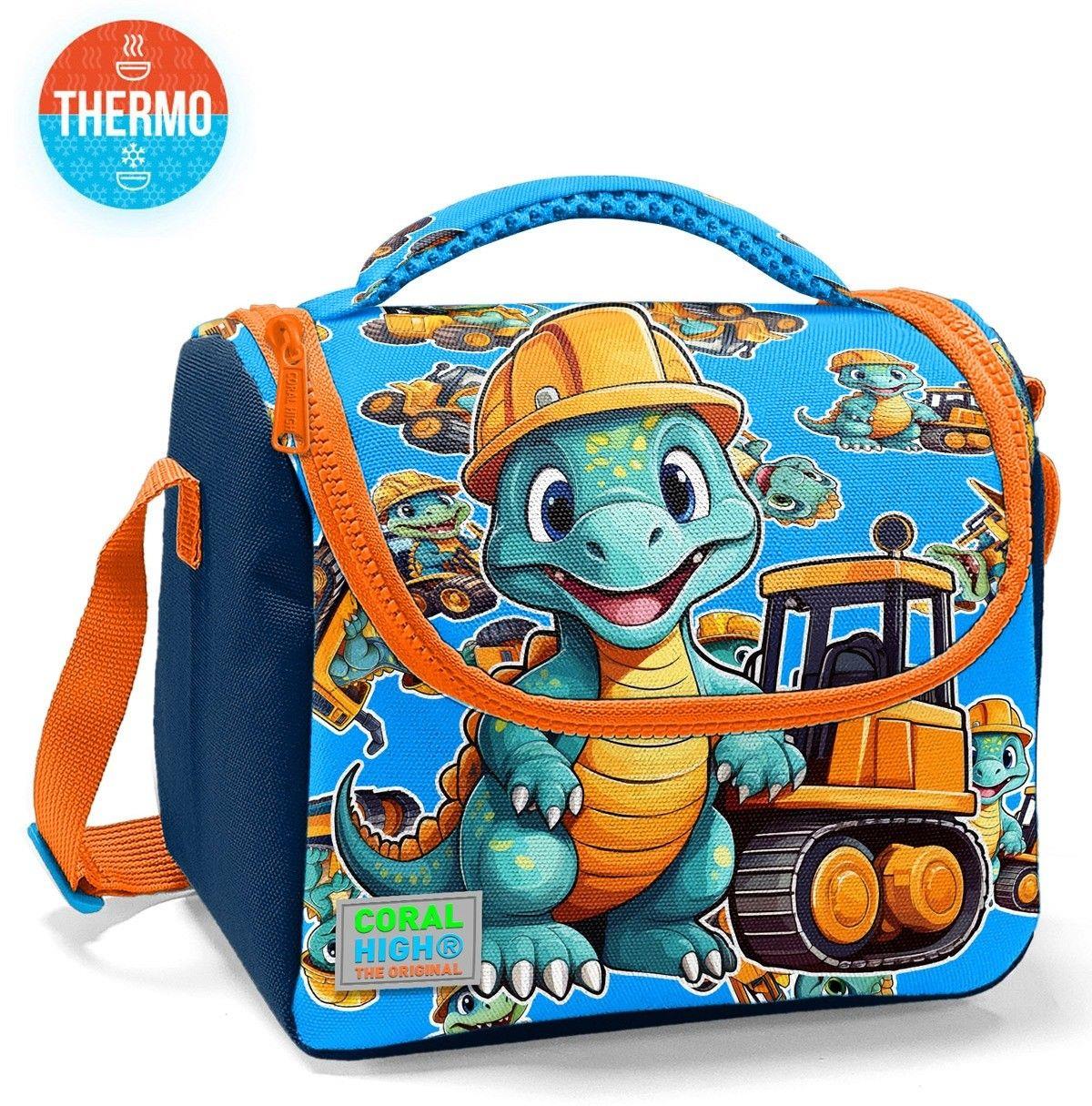 Coral High Erkek Çocuk Beslenme Çantası - Thermo - Mavi Dinazor ve İş Makineleri Baskılı 12793