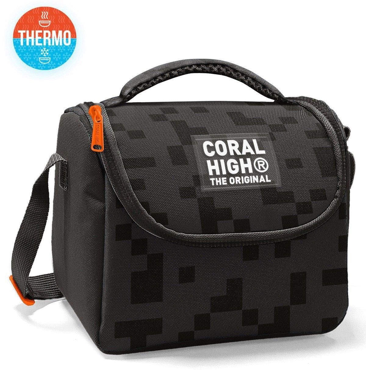 Coral High Erkek Çocuk İlkokul Beslenme Çantası, Siyah Blok Desenli, Isı Yalıtımlı 22794