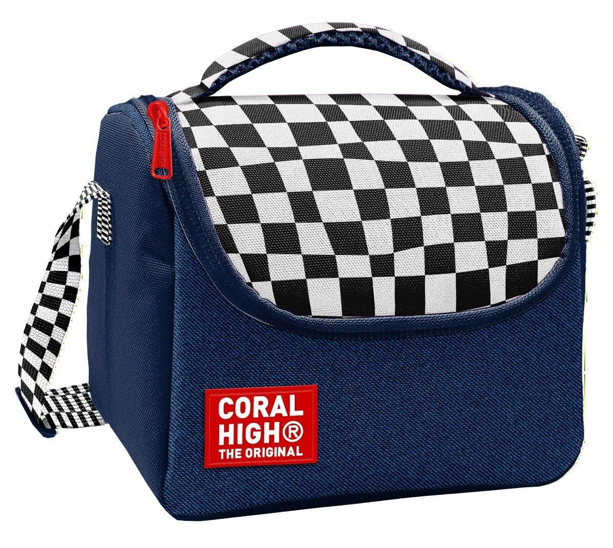 Coral High Erkek Çocuk Lacivert Siyah Beyaz Dama Desenli Isı Yalıtımlı Beslenme Çantası 37134
