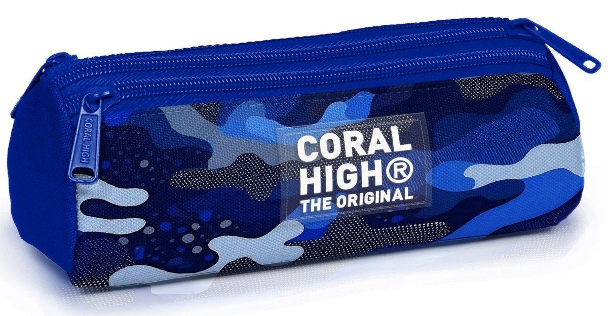 Coral High Erkek Çocuk Mavi Kamuflaj Desenli Üç Gözlü Kalemlik - İlkokul Ortaokul 11189