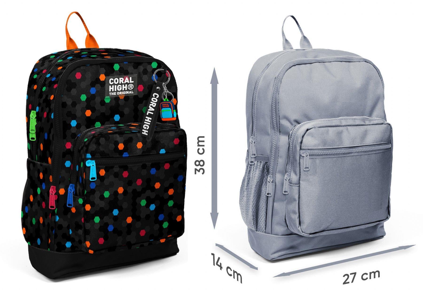 Coral High Erkek Çocuk Siyah Petek Desenli İlkokul Sırt Çantası (Dört Bölme) 33210