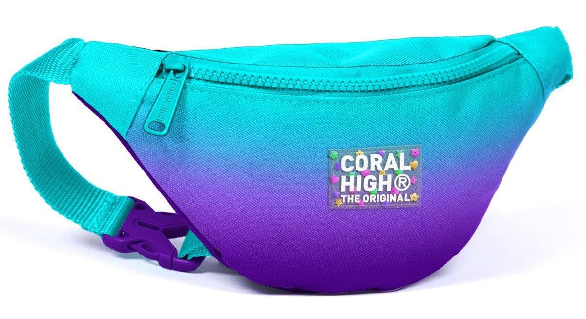 Coral High Erkek Çocuk Turkuaz Mor Renk Geçişli Desenli İlkokul Okul Çanta Seti ve Bel Çantası