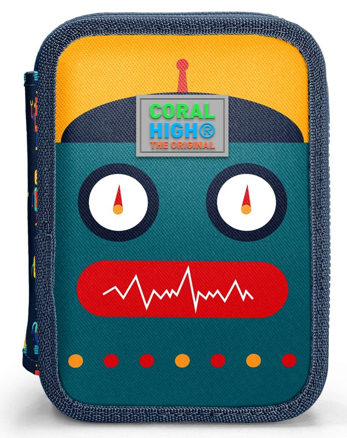 Coral High Erkek Çocuk Yeşil Sarı Robot Baskılı Katlı Organizer Kalemlik (Kalem Kutusu) 31121