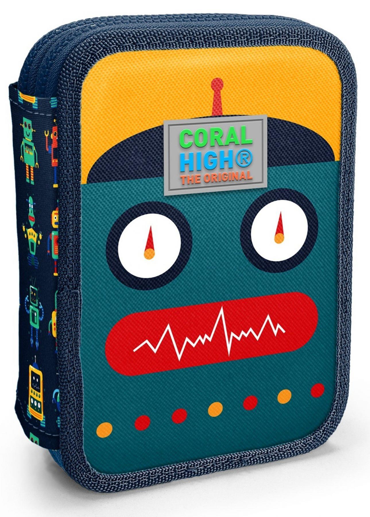 Coral High Erkek Çocuk Yeşil Sarı Robot Baskılı Katlı Organizer Kalemlik (Kalem Kutusu) 31121