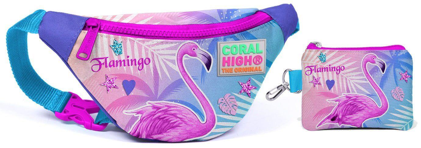 Coral High Flamingo Baskılı Bel Çantası Seti