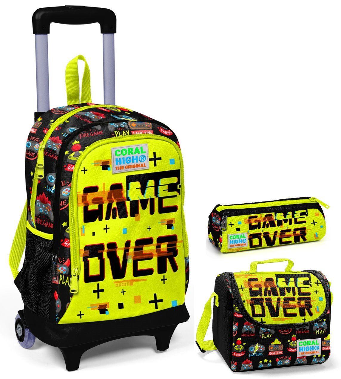 Coral High Game Over Erkek Çekçek Çanta Seti - Işıklı Tekerlekler