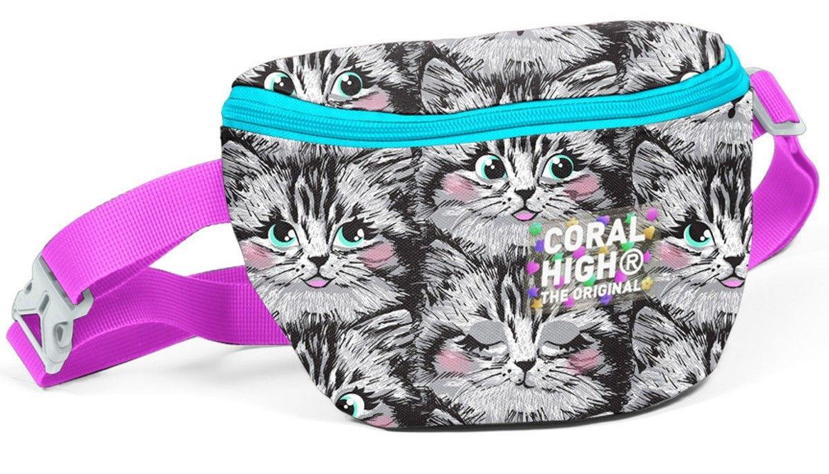 Coral High Gri Kedi Baskılı Kız Çocuk Bel Çantası