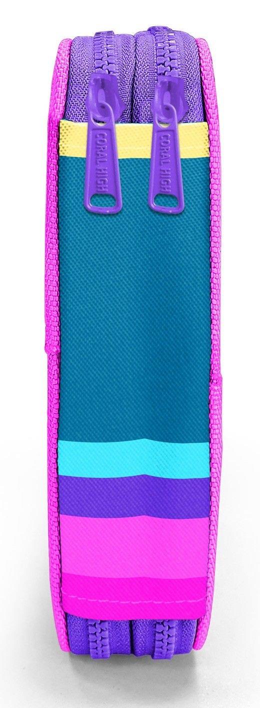 Coral High İki Karlı Organizer Kalemlik - Yeşil Pembe Sarı Desenli, Kız Çocuk, Yeşil Pembe Sarı Desenli 11136