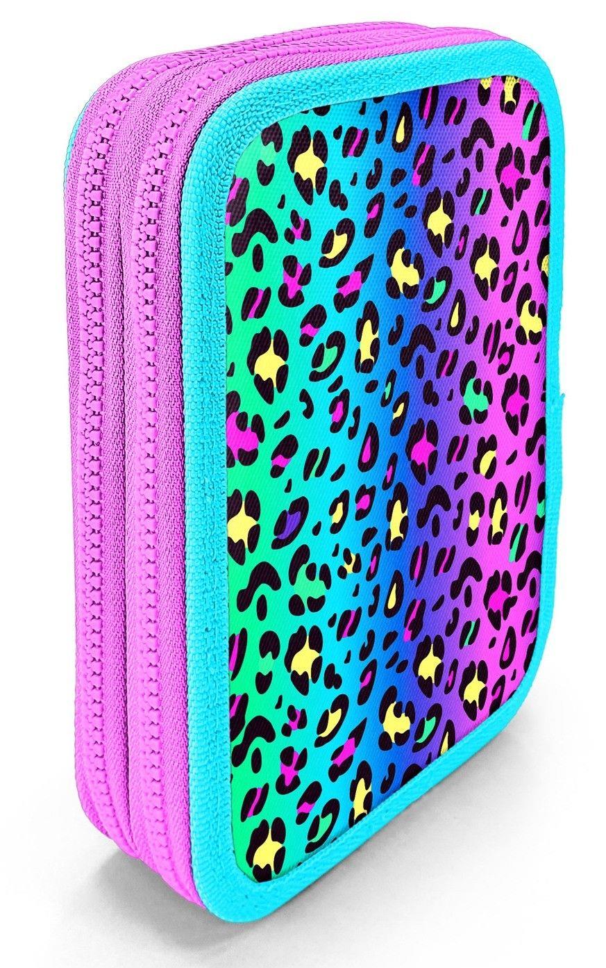 Coral High İki Katlı Düzenleyici Kalem Kutusu - Yeşil Mor Leopar, Kız Çocuk/Kadın, Yeşil Mor Leopar 11143