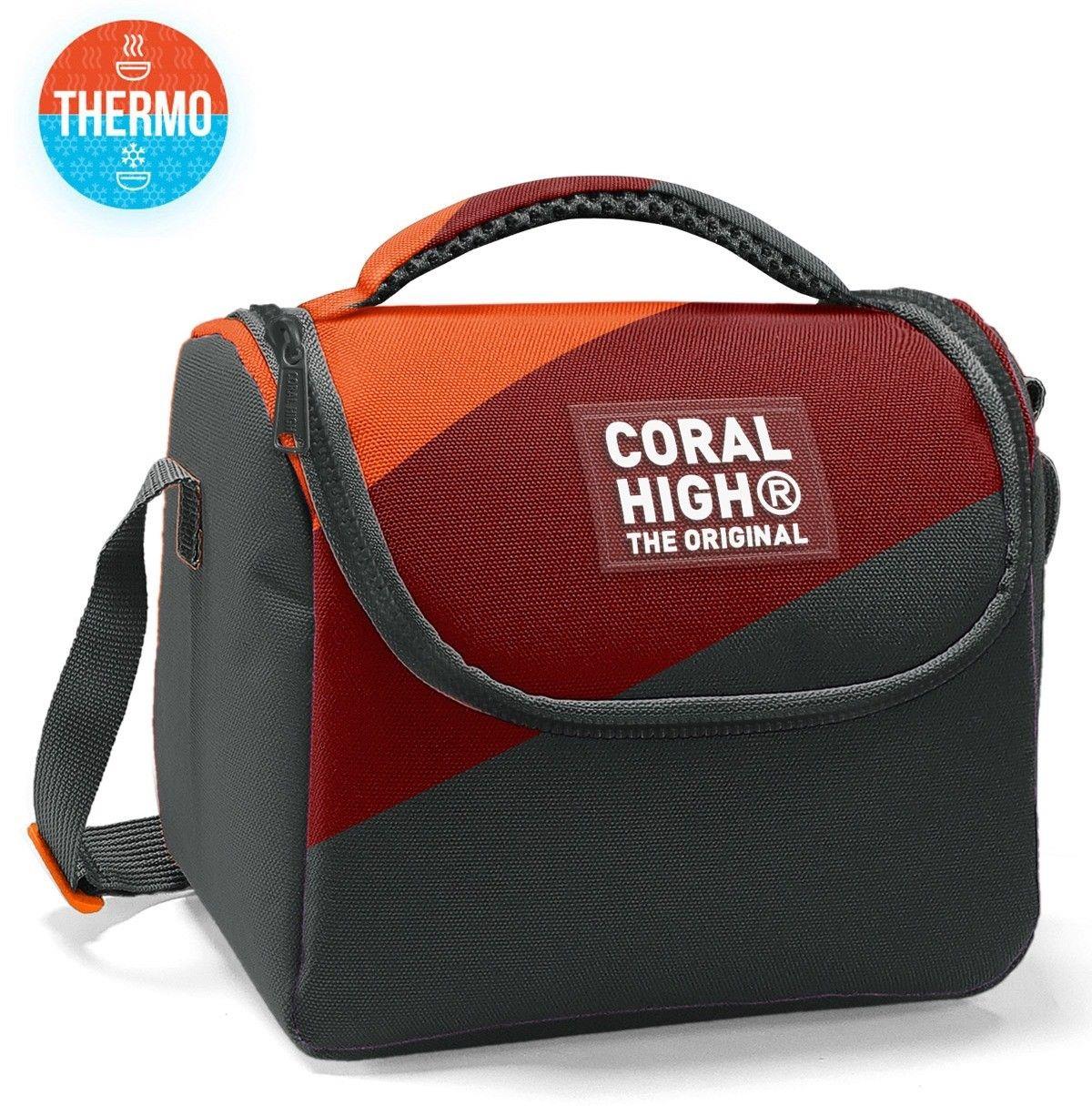 Coral High İlkokul Erkek Çocuk Okul Beslenme Çantası, Turuncu Bordo Gri Renkli, Termoslu (Isı Yalıtımlı) 22792