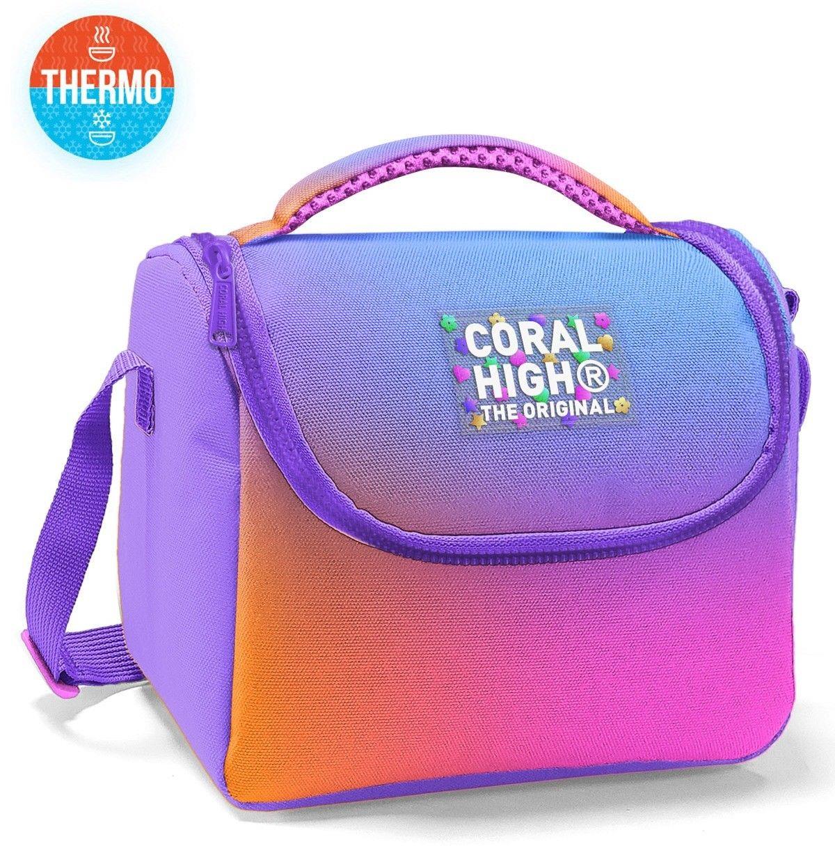 Coral High İlkokul Kız Çocuk Okul Beslenme Çantası, Turuncu Mor Renk Geçişli, Termoslu (Isı Yalıtımlı) 22775