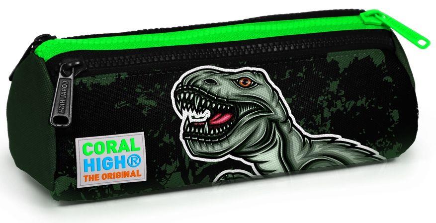 Coral High İlkokul Sırt Çantası ve Kalemlik Seti - Yeşil Dinazor Baskılı - Erkek Çocuk