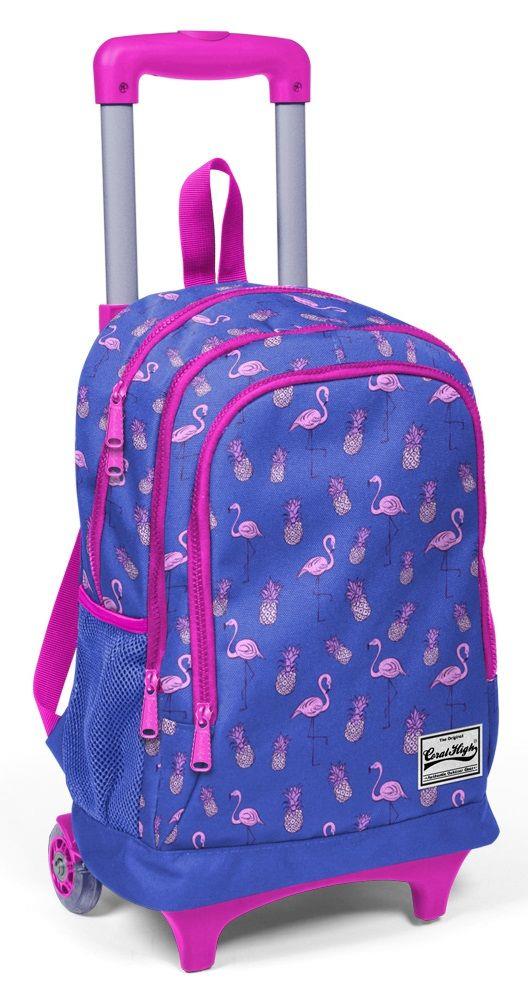 Coral High Işıklı Tekerlekli İlkokul Çantası - Mavi Flamingo - Kız