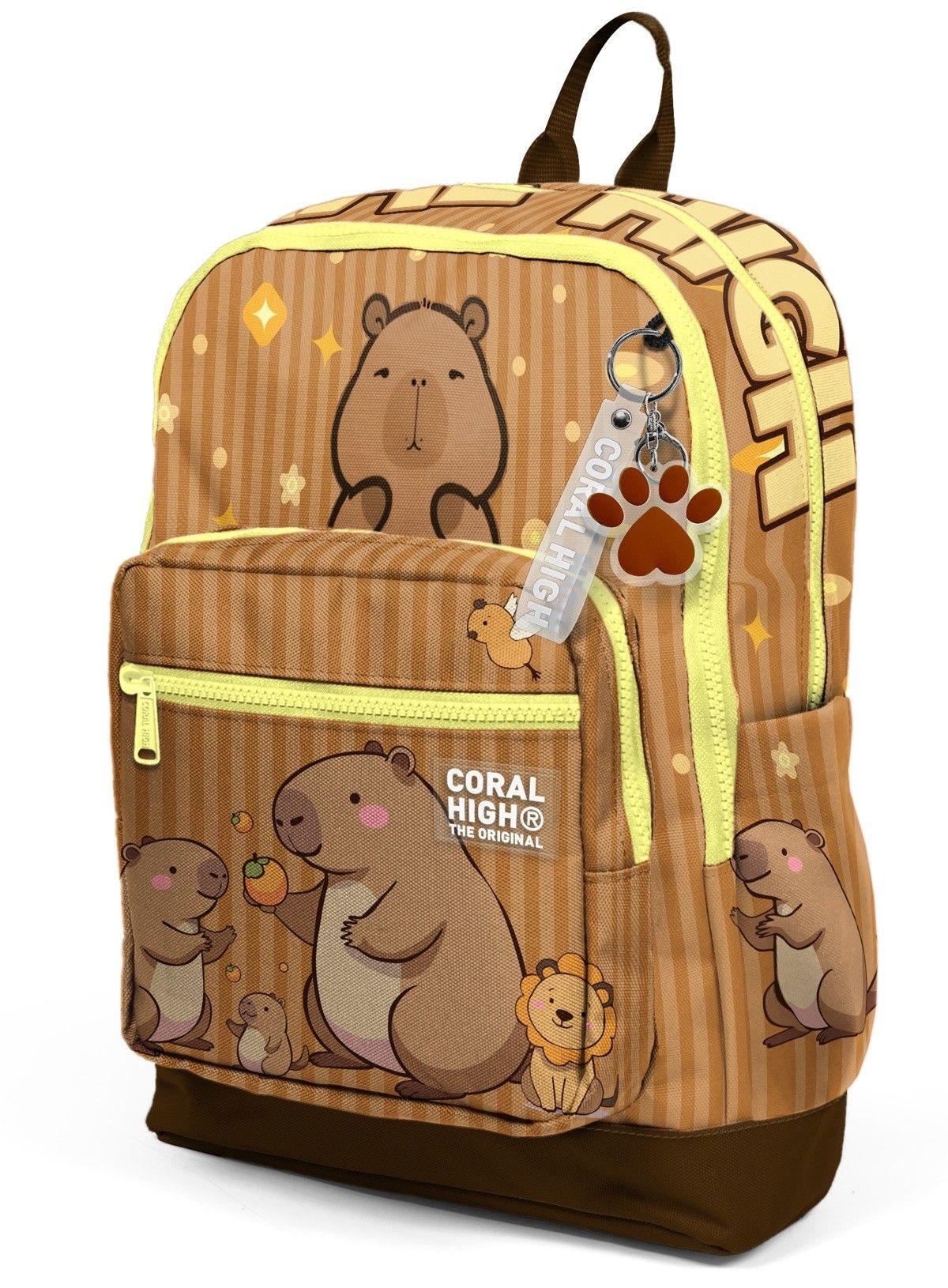 Coral High Kapibara Desenli İlkokul Sırt Çantası - Capybara Okul Çantası