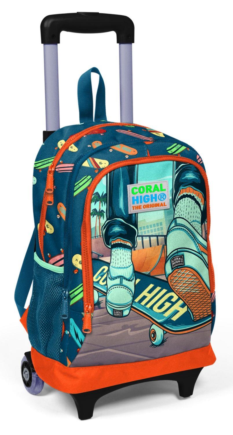 Coral High Kaykay Baskılı Işıklı Tekerlekli Çekçek Okul Çantası
