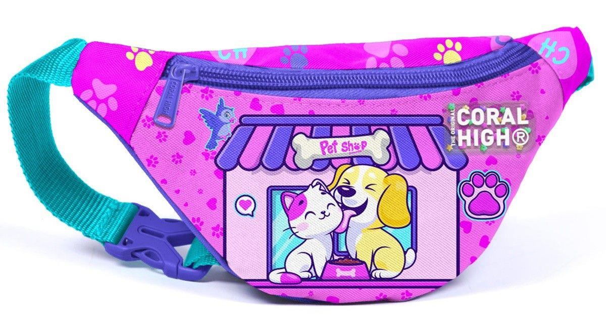 Coral High Kedi Köpek Baskılı Kız Çocuk Bel Çantası