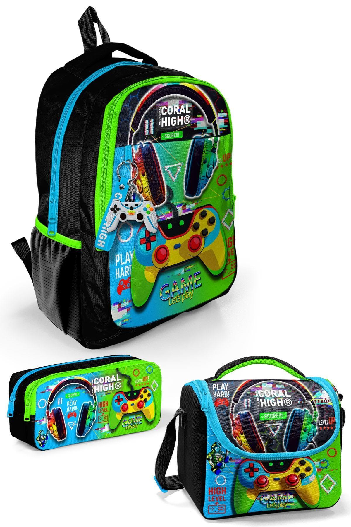 Coral High Kids Kulaklık Game Desenli 3lü Okul Çanta Seti SET0123667