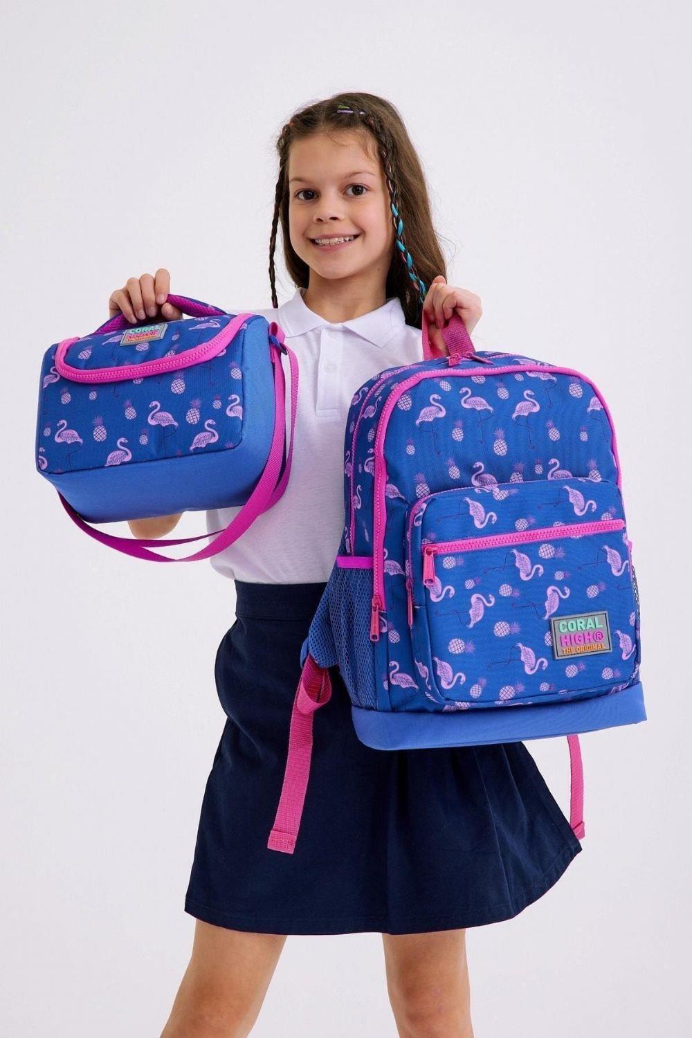 Coral High Kids Lavanta Pembe Flamingo Desenli 3lü Okul Çanta Seti